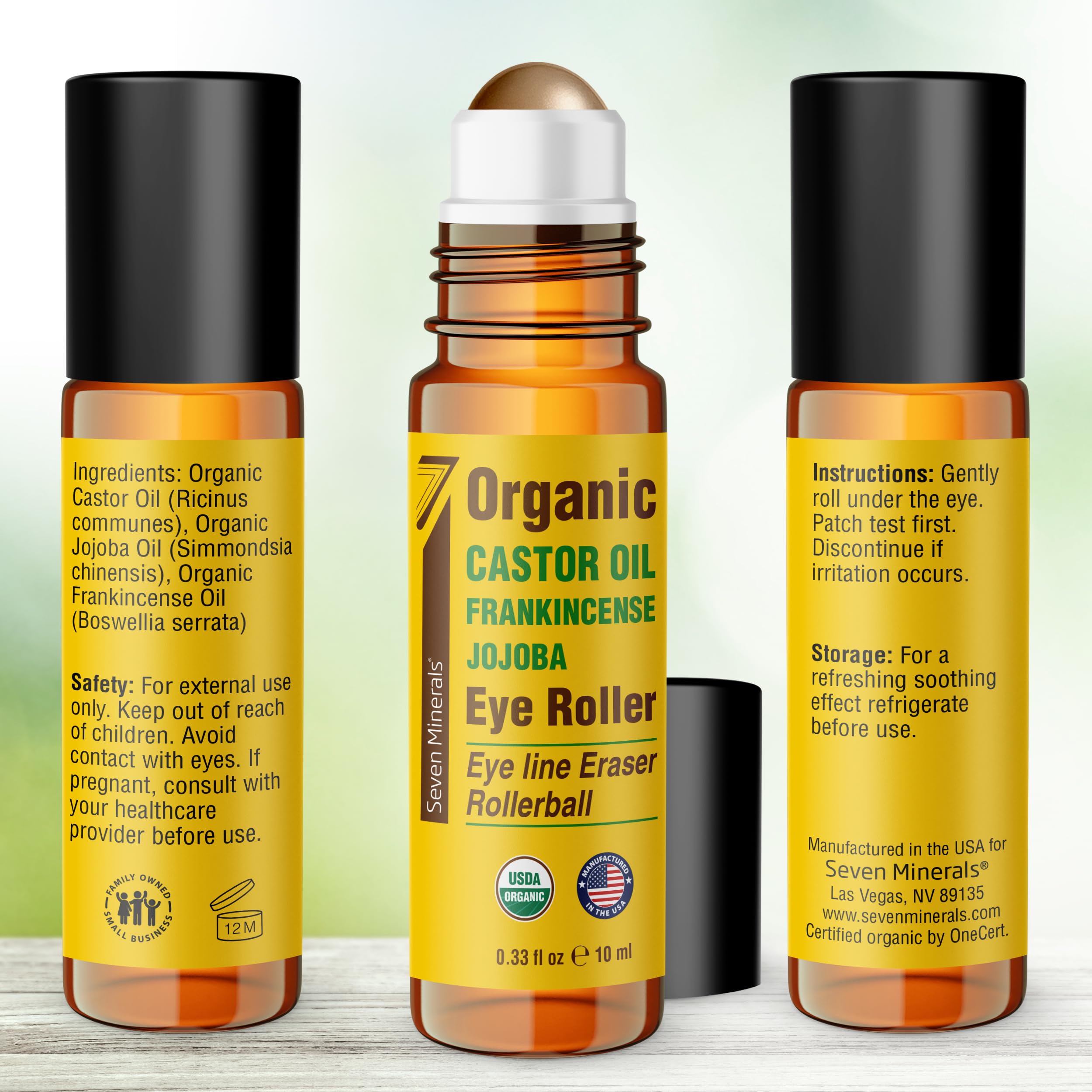 Seven Minerals Castor Oil Roll On on-the-go use fits in bag for quick refresh.