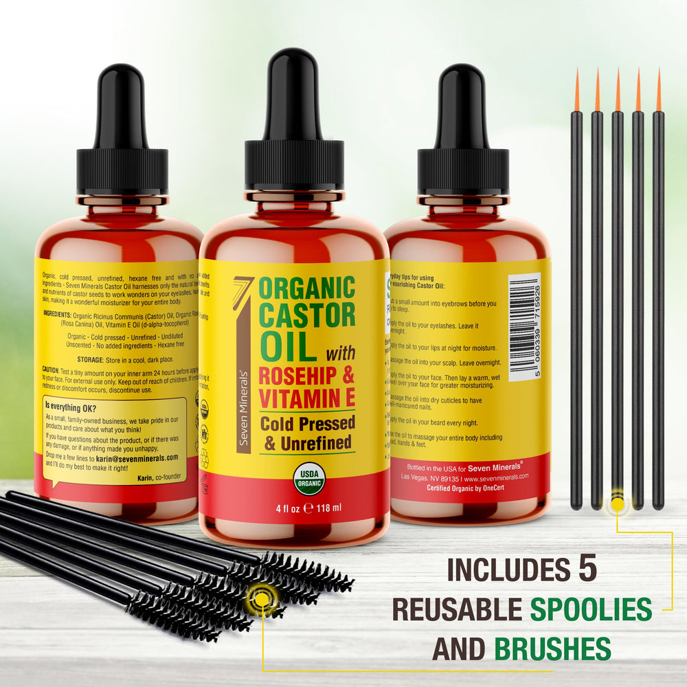 Seven Minerals castor oil on skin for deep hydration and smooth texture.