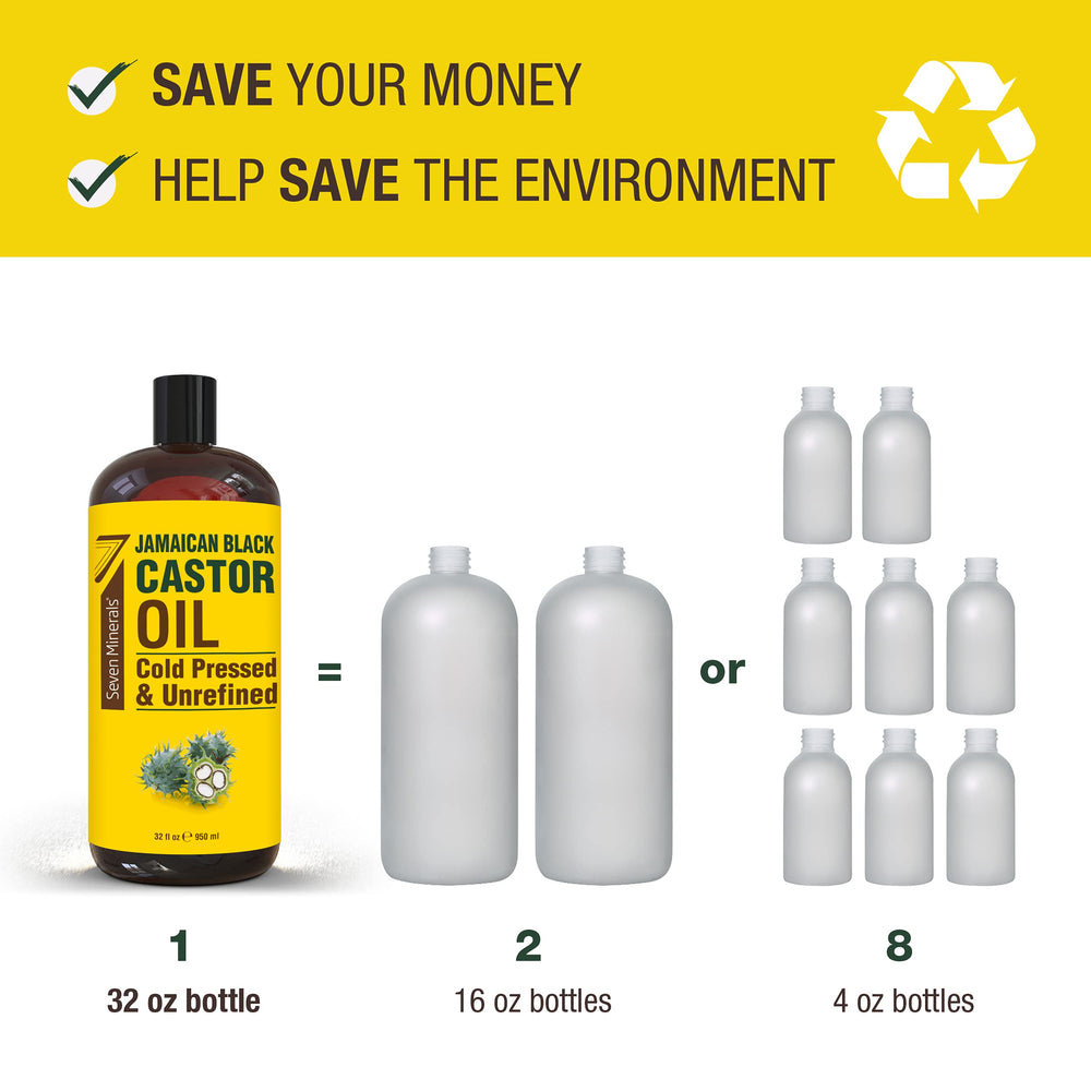 Seven Minerals Jamaican Black Castor Oil pour shot showing thick, rich texture for styling.
