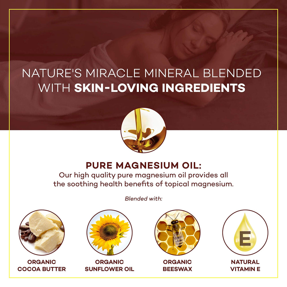 Cocoa butter elements highlighted in Seven Minerals magnesium cream packaging