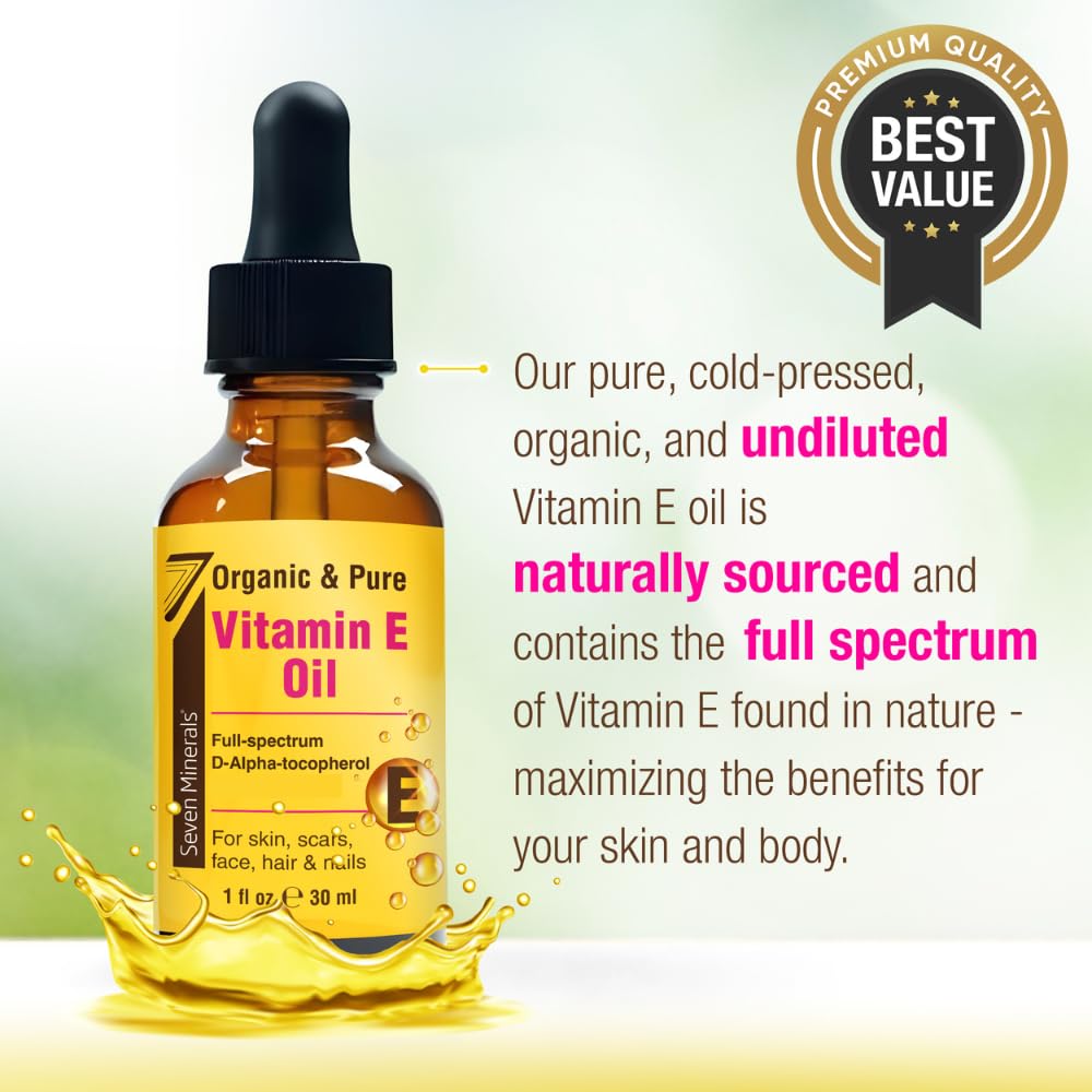 Seven Minerals Vitamin E Oil applied on skin for quick absorption and a dewy feel