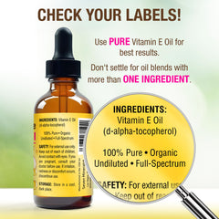 Texture close-up of Seven Minerals Vitamin E Oil showing light, silky consistency