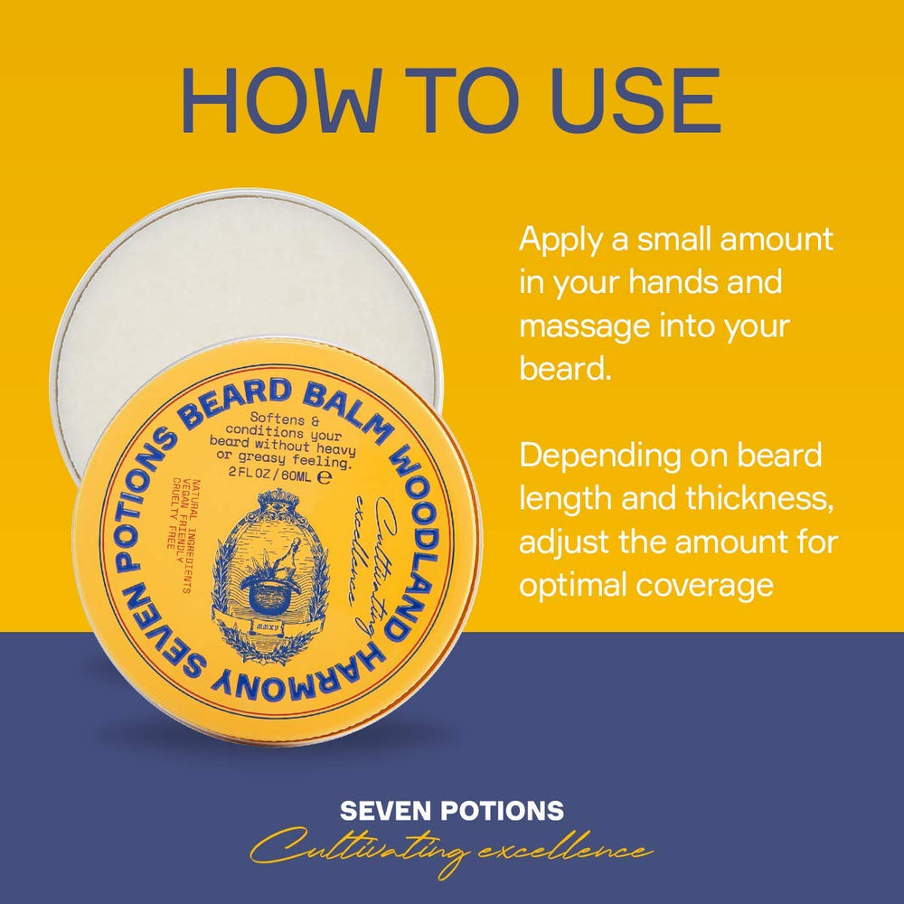 Seven Potions beard balm shiny natural look demonstrates a non-greasy, healthy glow.
