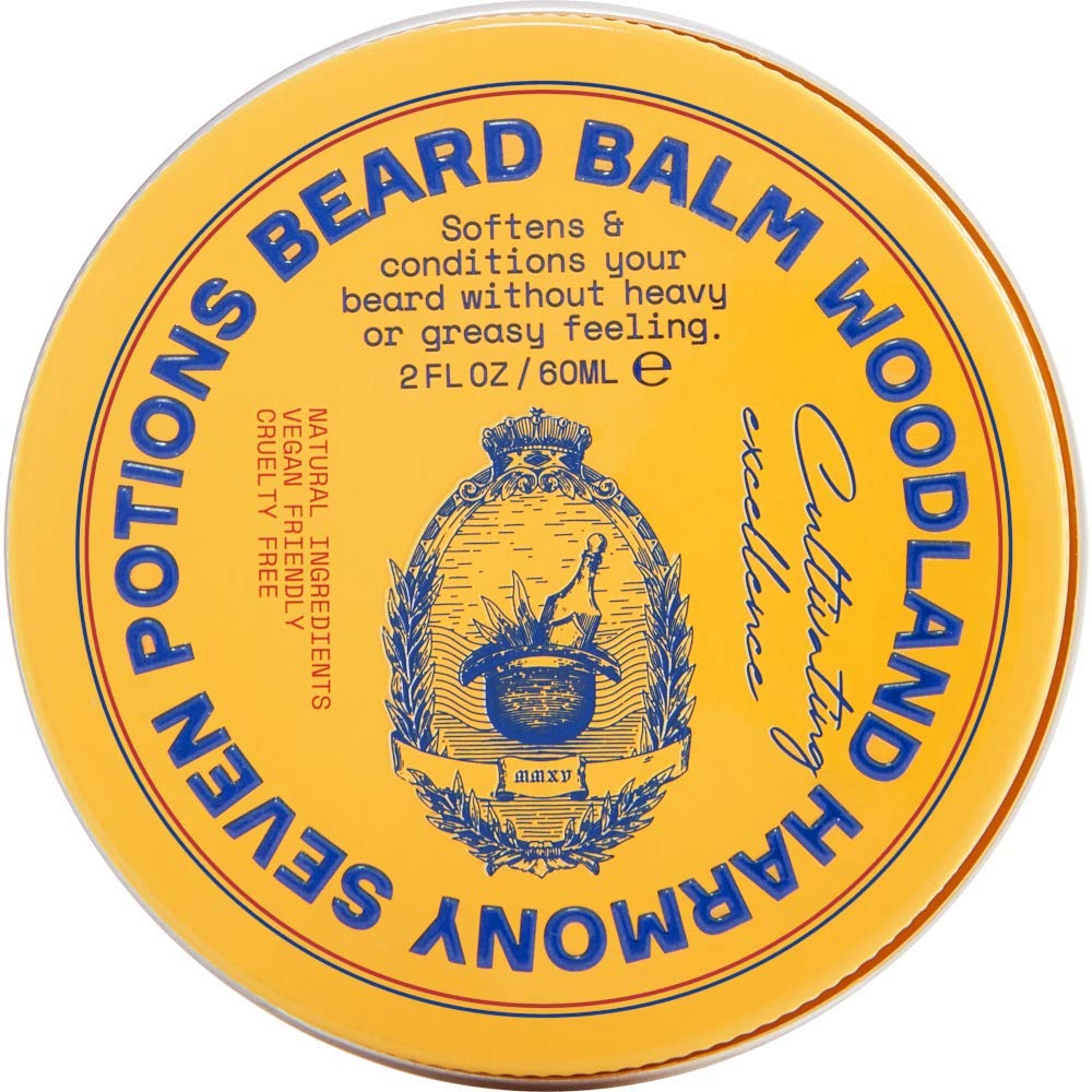 Seven Potions Woodland Harmony jar shows natural softness for a healthier beard.