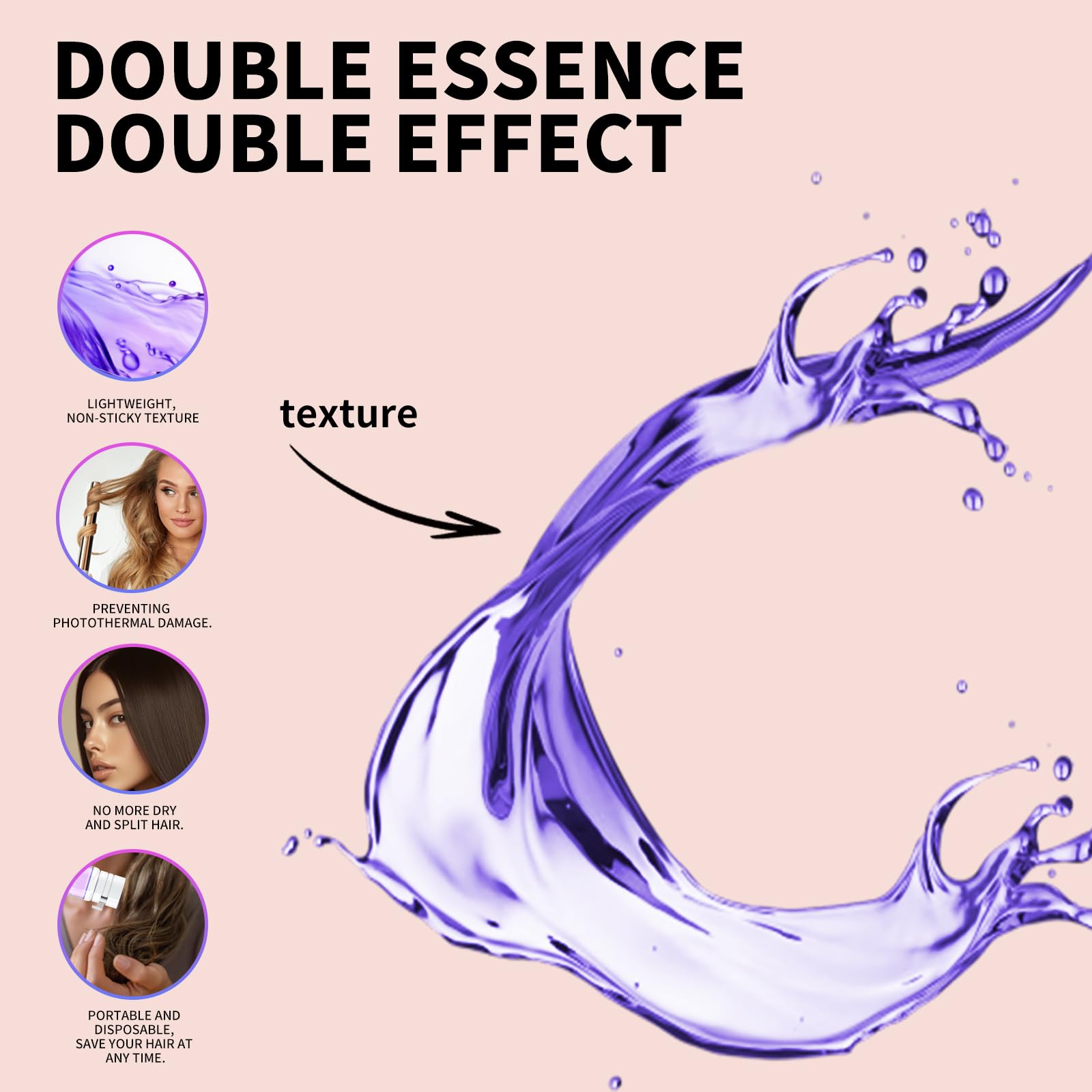 SEVICH frizz control and hydration smooth flyaways in a close shot.
