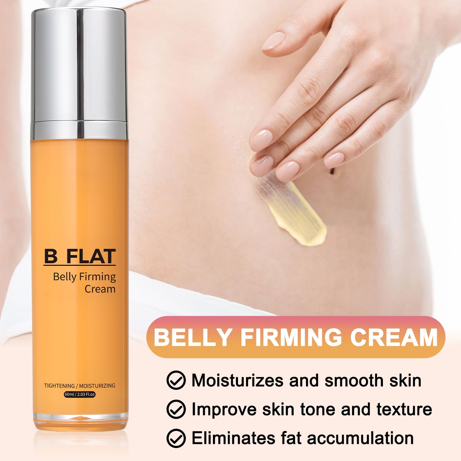SEWOG B Flat Belly Cream application on thighs shows lifted skin