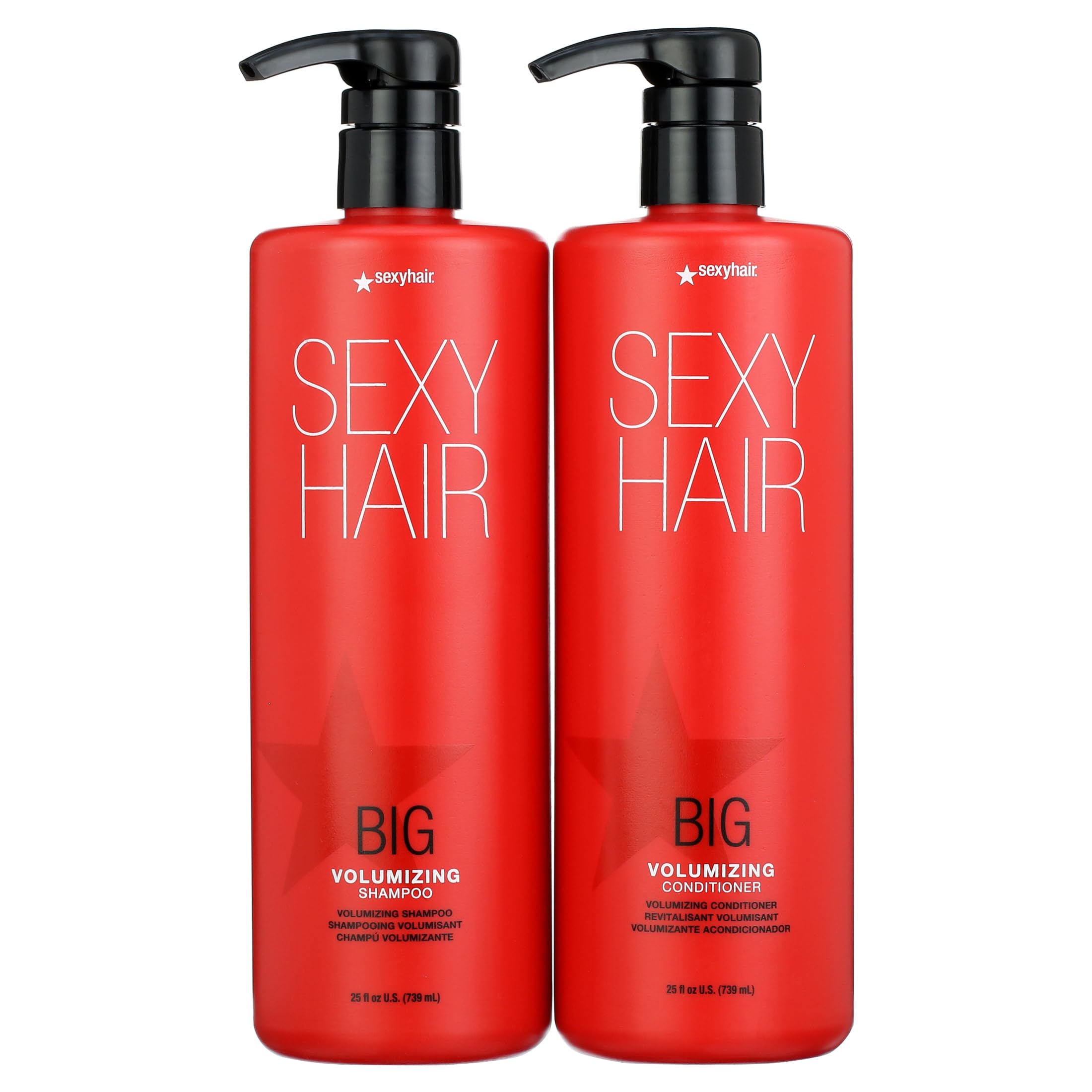 SexyHair Big Volumizing Shampoo bottle boosts fullness and moisture for all hair types.