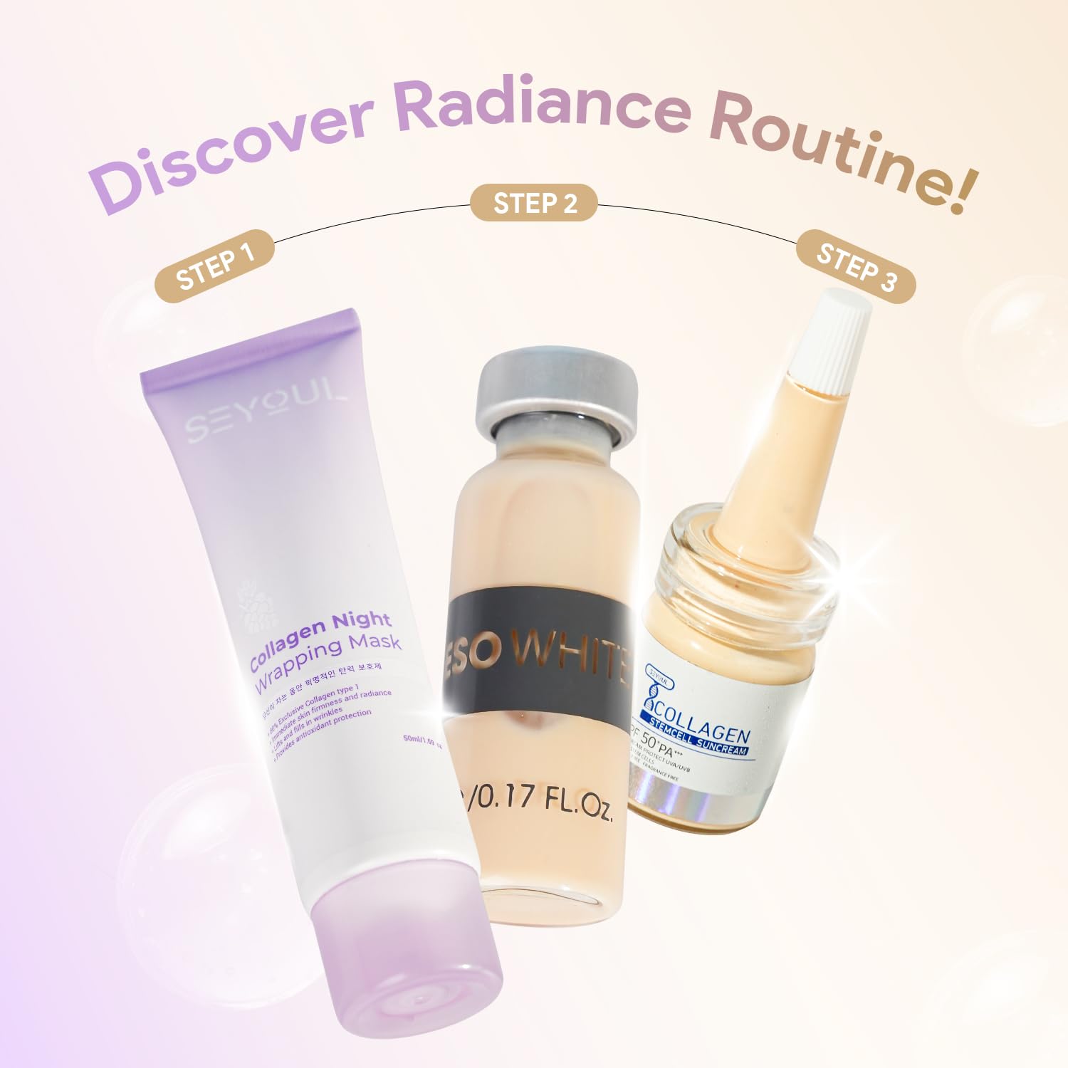SEYOUL compact bottle closeup emphasizes travel-friendly packaging for on-the-go routine.