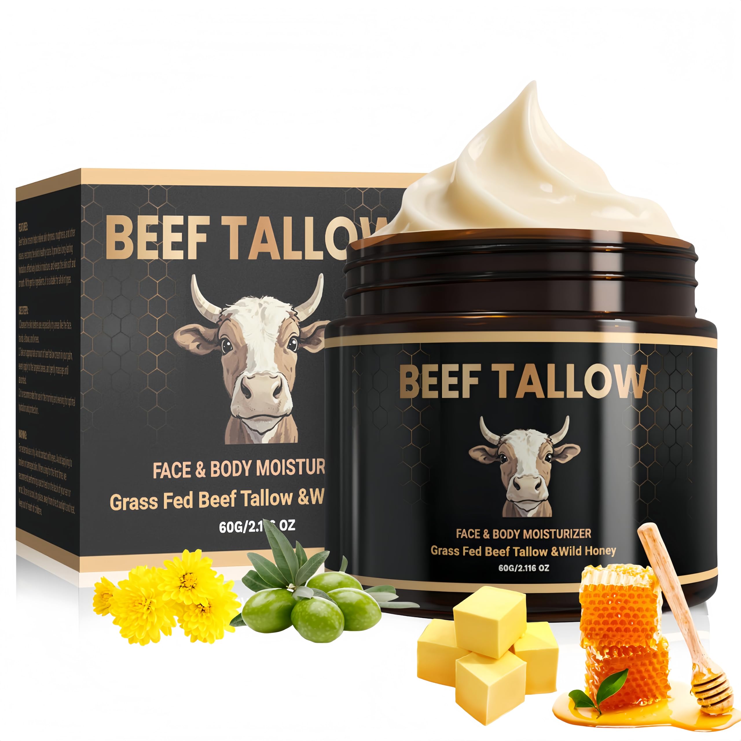 Seyoulala beef tallow face jar demonstrates rich facial hydration and nourishment.