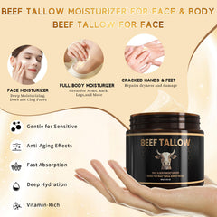 Seyoulala grass-fed beef tallow honey balm highlights nourishing skin for dry areas.