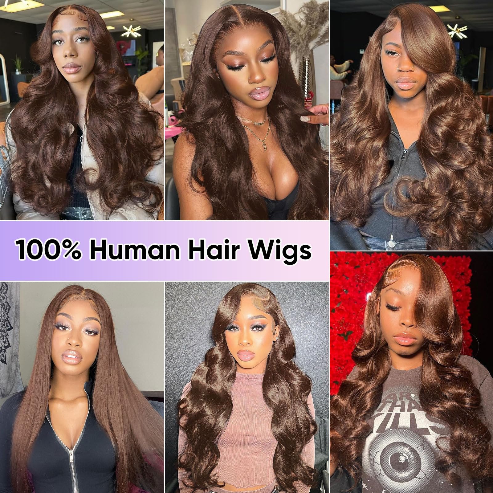 SFTNMEH chocolate brown wig suits parties and vacations.