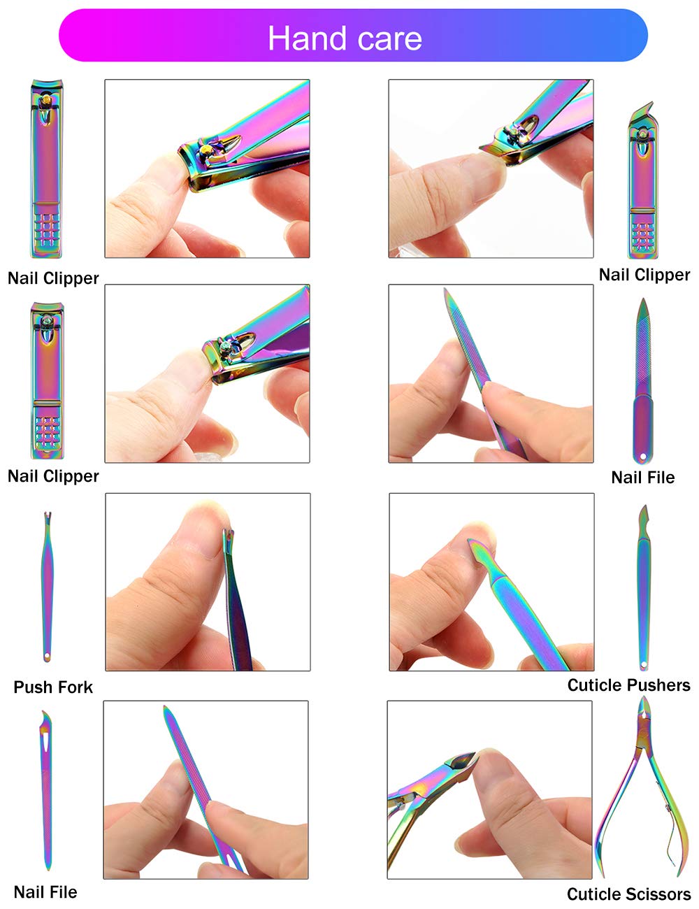 SFYDOM Rainbow nail clippers in-use close-up demonstrates precise trimming.