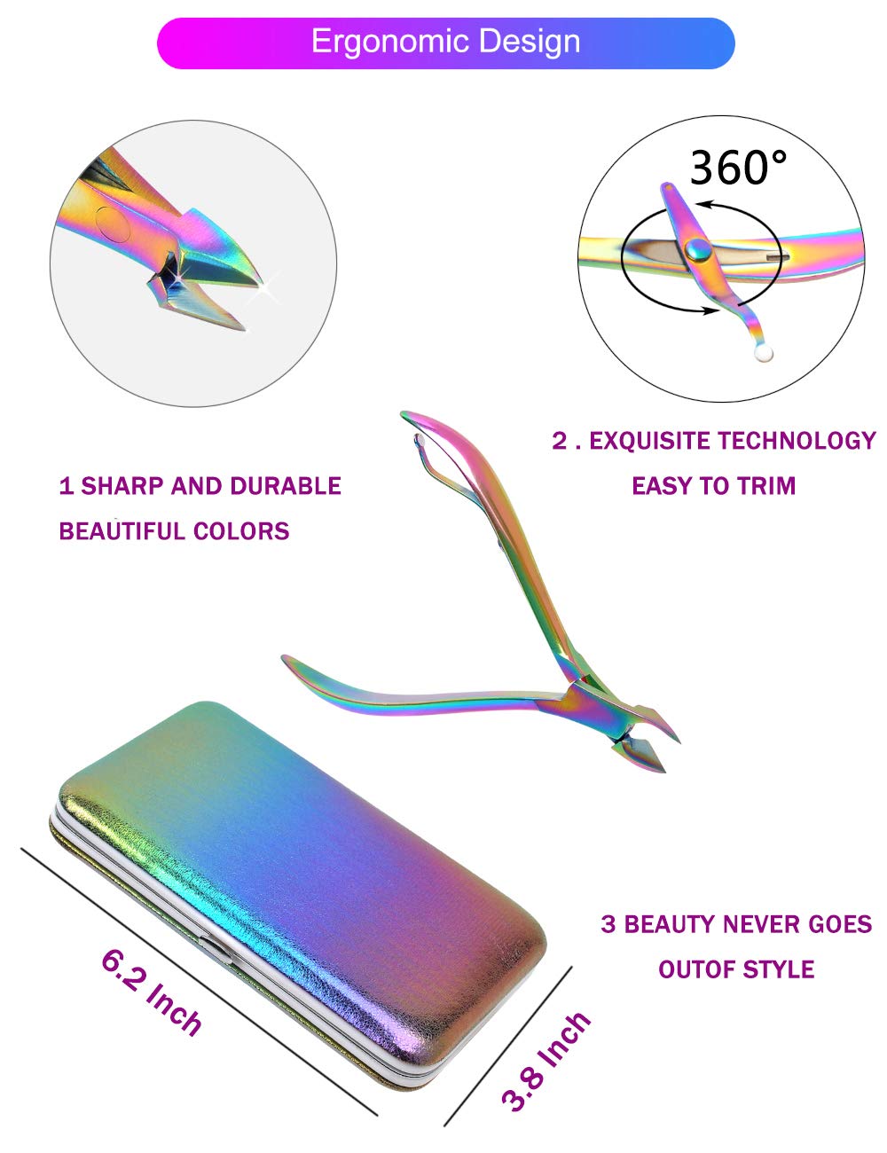 SFYDOM Rainbow Tools close-up highlights stainless steel precision for clean, accurate trimming.