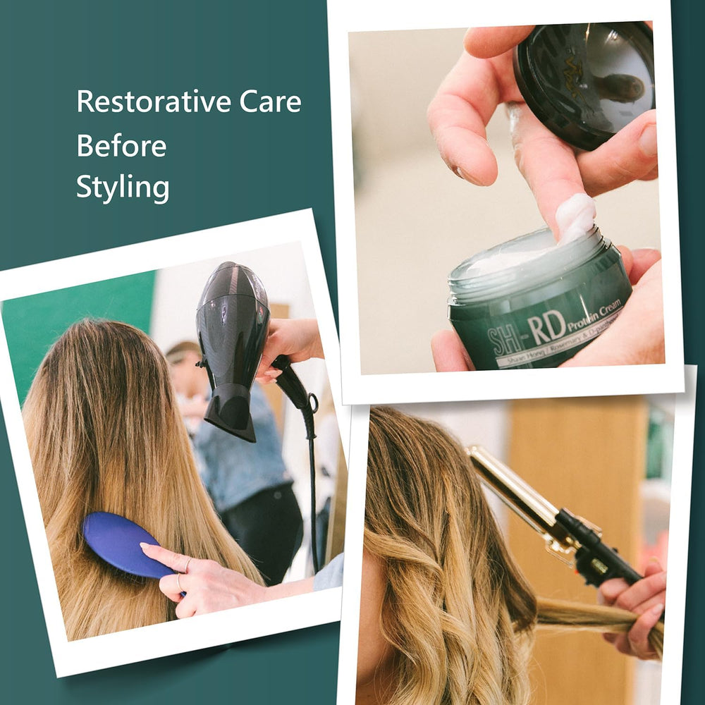 SH-RD Protein Cream in use on hair for frizz control and hydration.