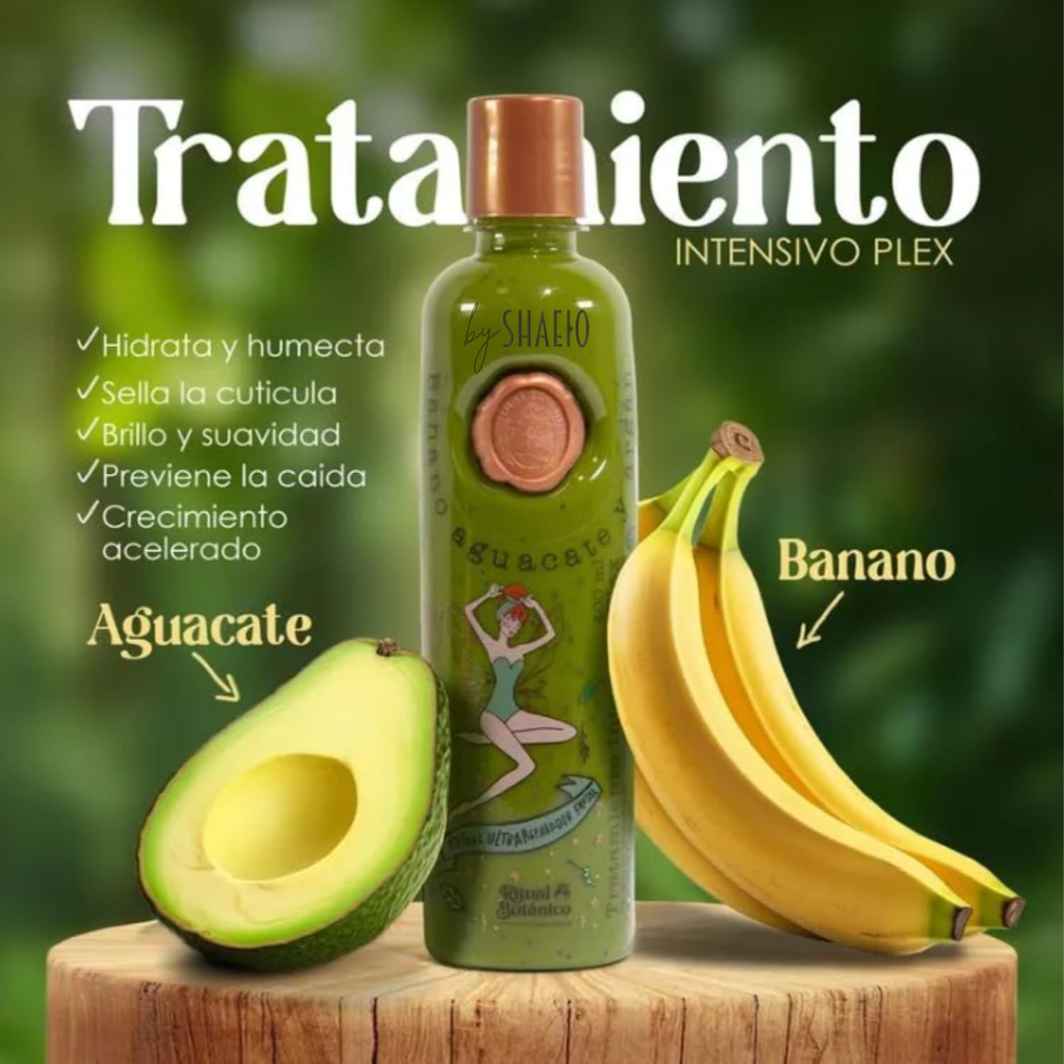 SHAEIO Ritual Botanico Kit2 PLEX treatment bottle highlights intensive fiber repair