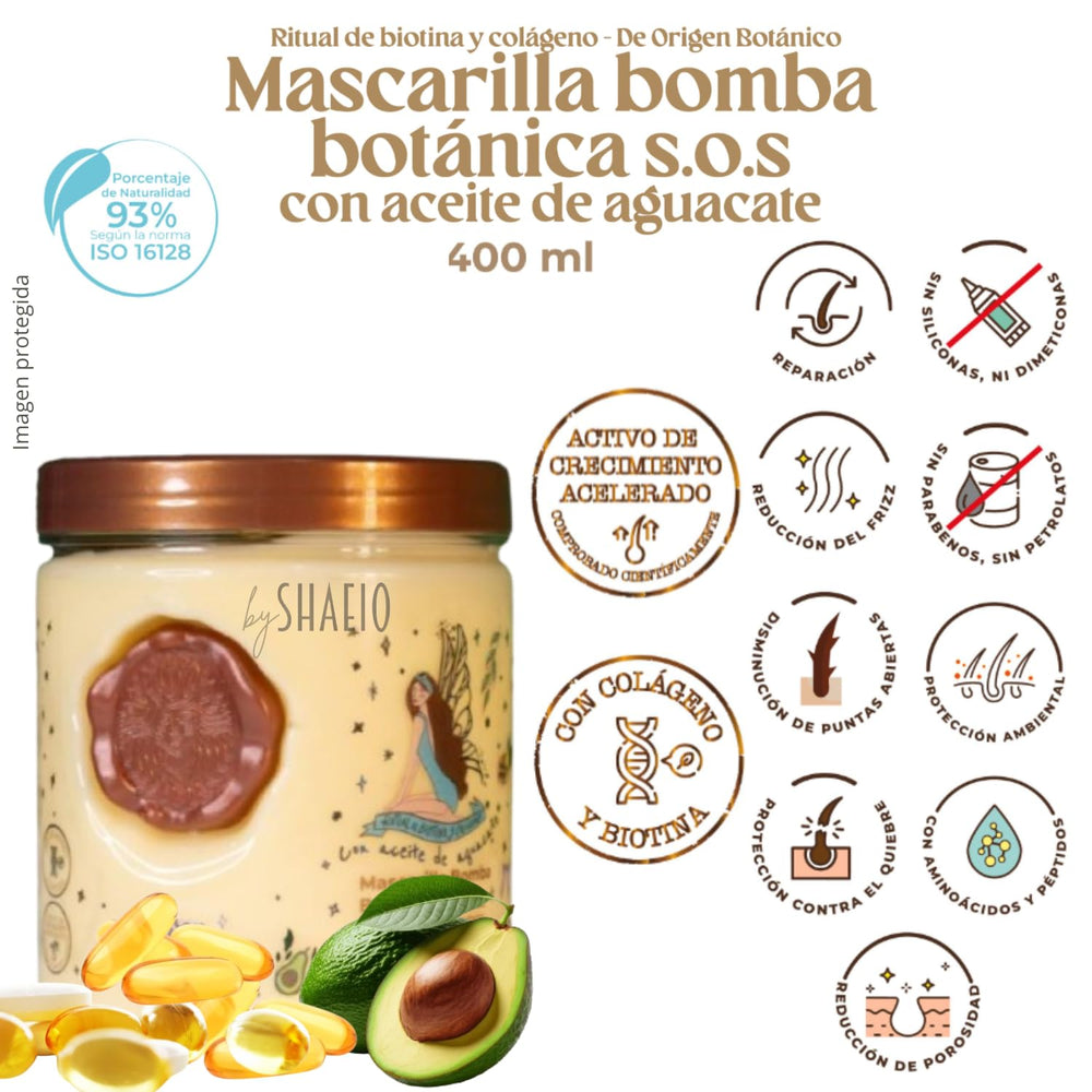 SHAEIO Ritual Botanico ingredients close-up highlights botanical actives for revitalized hair.