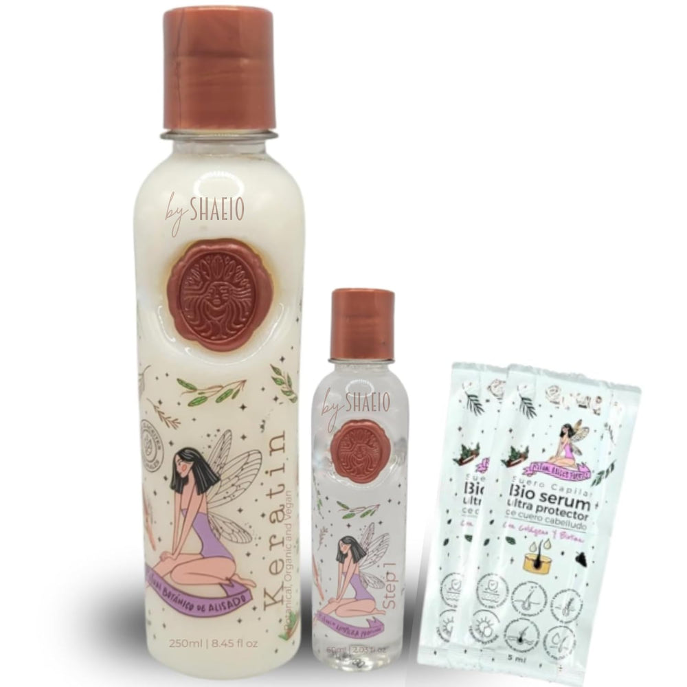 Shaeio Ritual Botanico keratin bottle shows a glossy finish for smoother hair