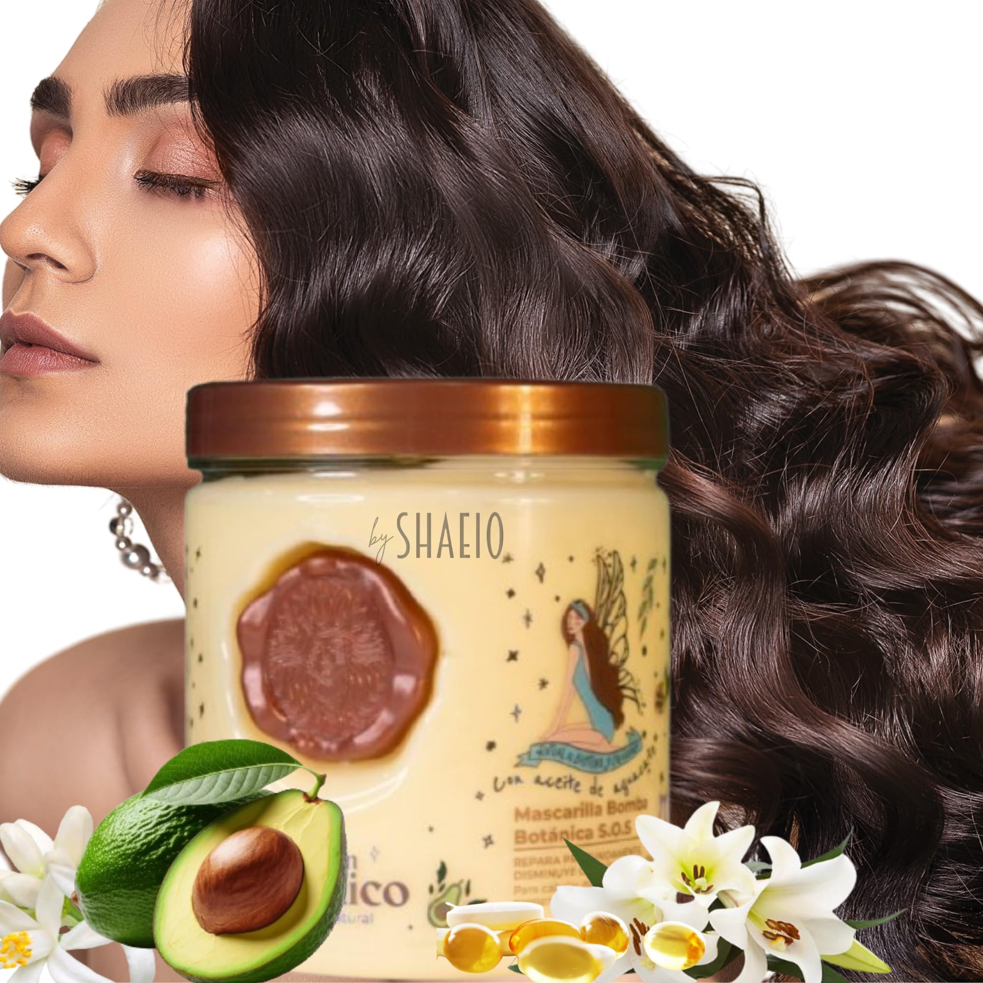 SHAEO Ritual Botanico mask bottle demonstrates premium nourishment for healthier hair.