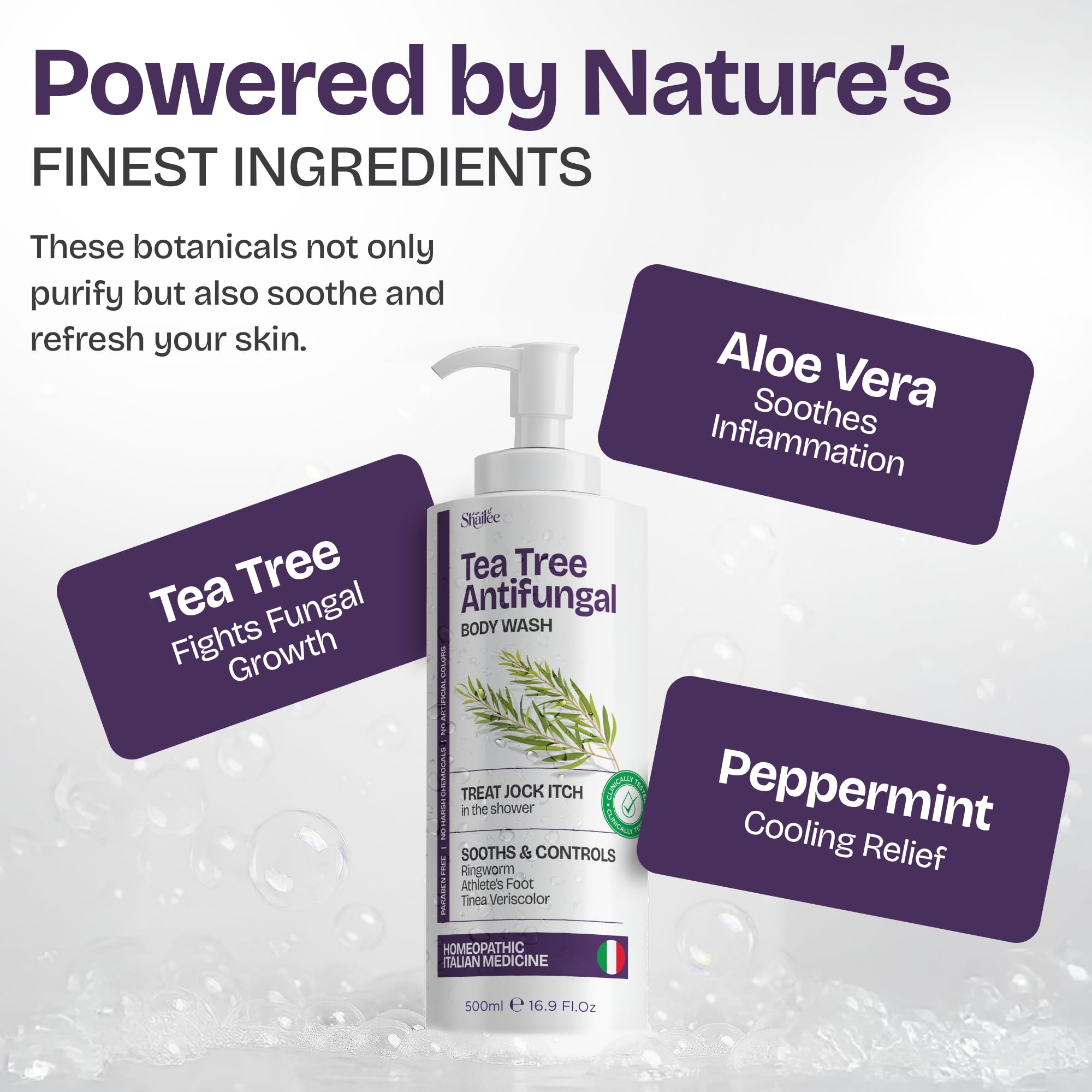Shailee Body Wash skin-balance bottle closeup suggests gentle cleansing for sensitive skin
