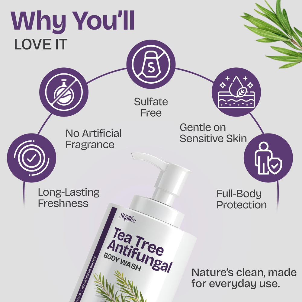 Shailee Tea Tree Body Wash foam-lather demonstrates rich cleansing bubbles for daily use