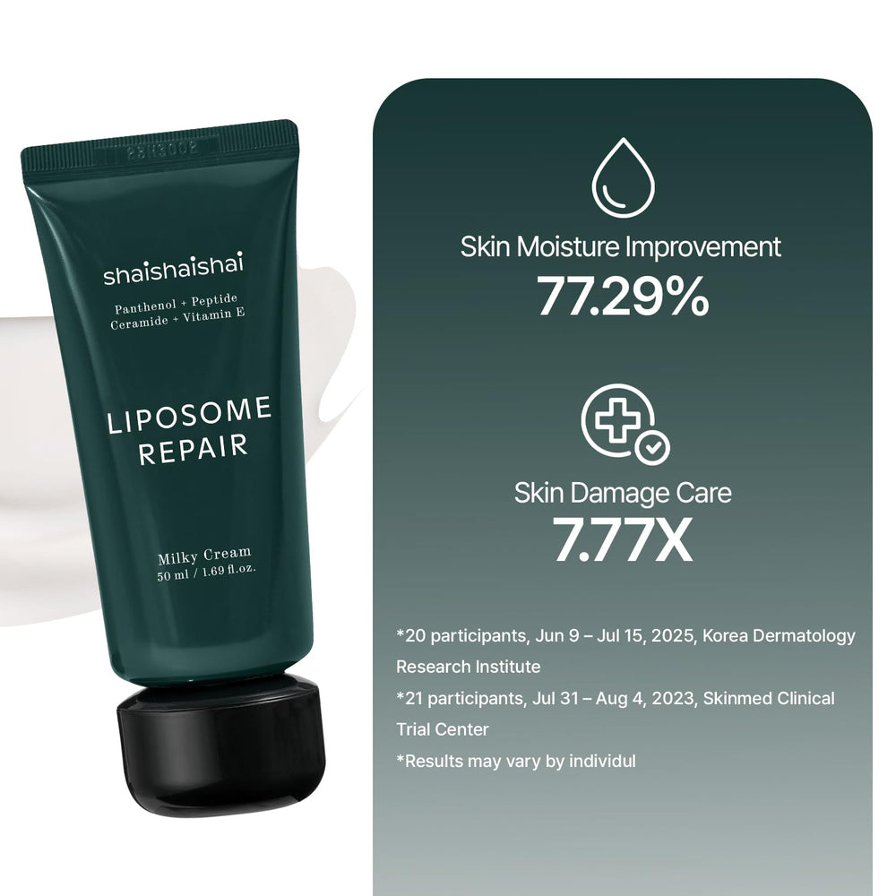 shaishaishai Liposome Repair Milky Cream emphasizes peptides for elasticity support
