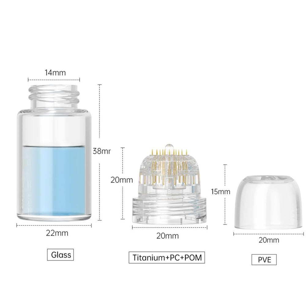 Shake Beauty Hydra Needle Derma Stamp with portable 5ml glass bottle for on‑the‑go serum delivery.