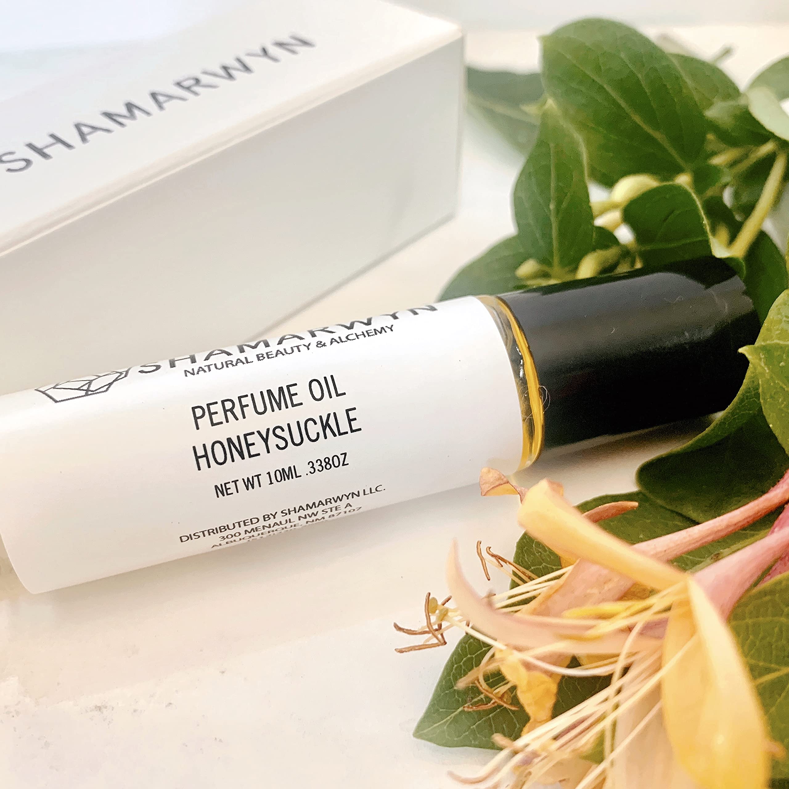 Shamarwyn Honeysuckle Perfume Oil hand application, roll-on precision for pulse points