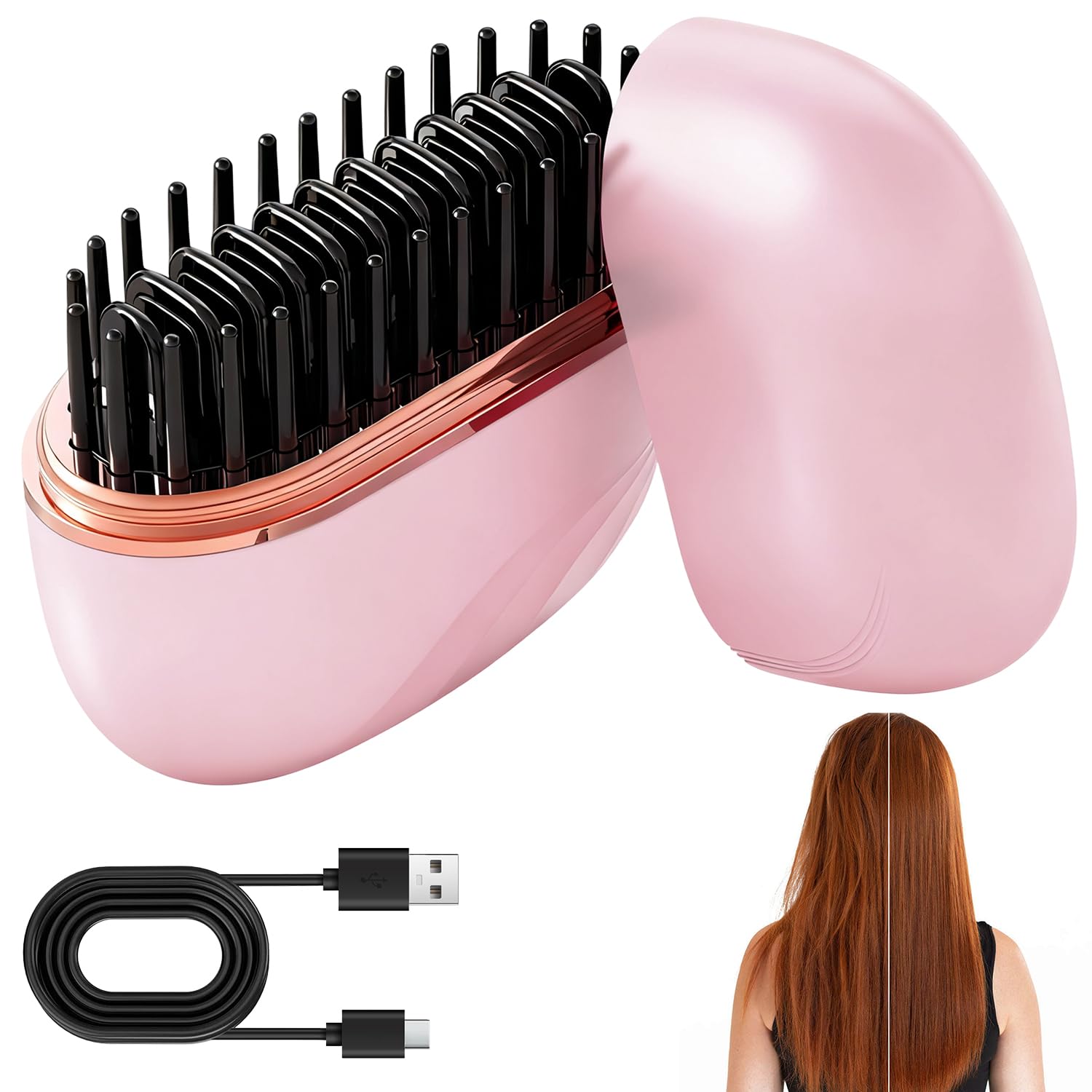 SHANGFEI Mini Straightener pink housing demonstrates portable styling on the go for quick touch-ups.