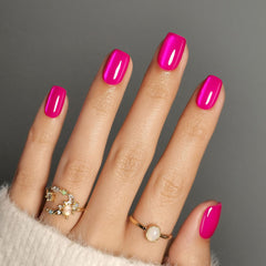 ShangMeng hot pink cat eye nails closeup with glossy finish for salon-like shine