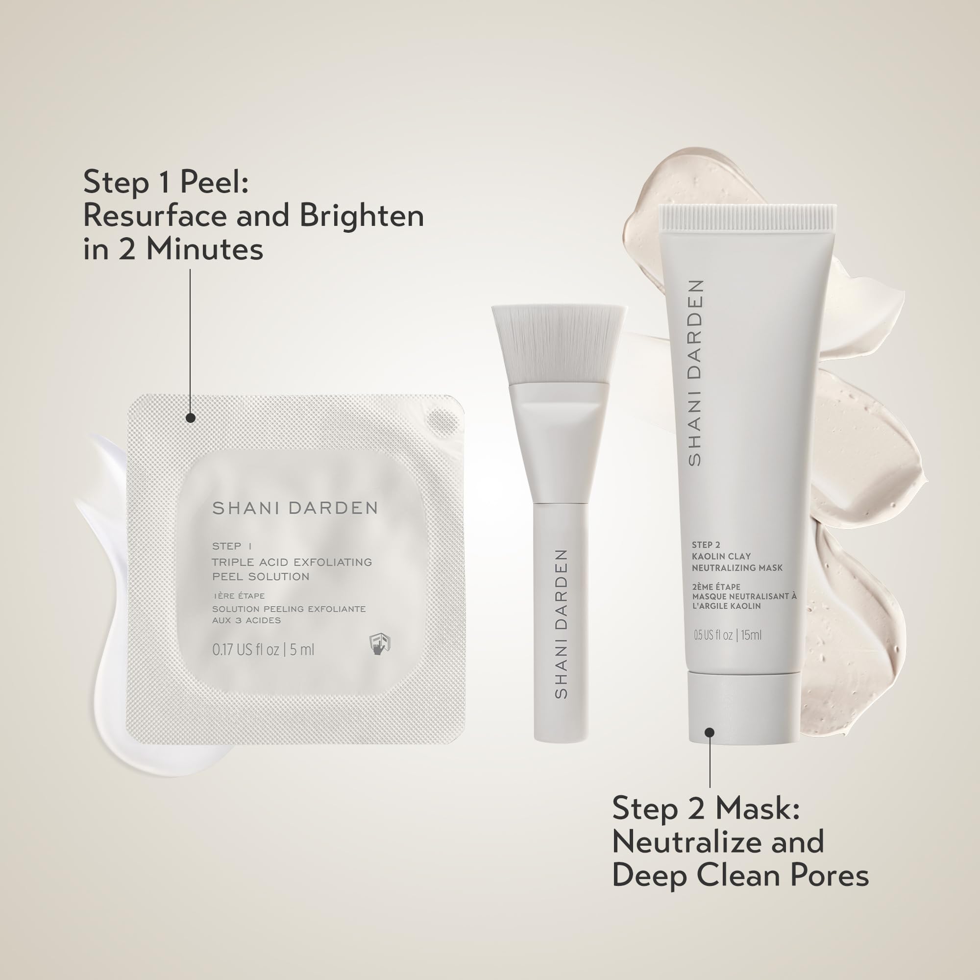 SHANI DARDEN brush and bottle together for efficient home routine.