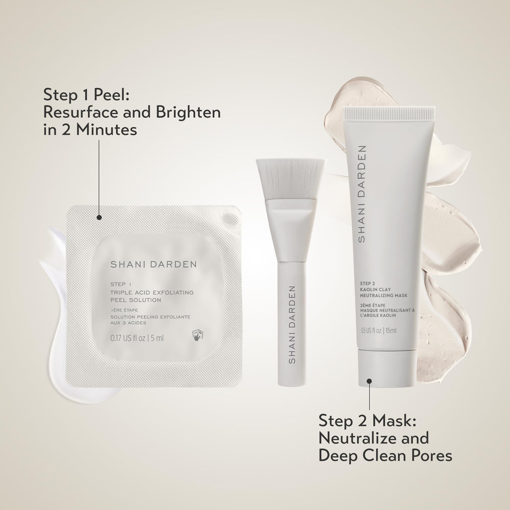 SHANI DARDEN brush and bottle together for efficient home routine.