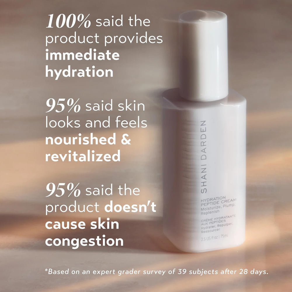 SHANI DARDEN Hydration Peptide Cream ingredients panel highlight peptides and ceramides