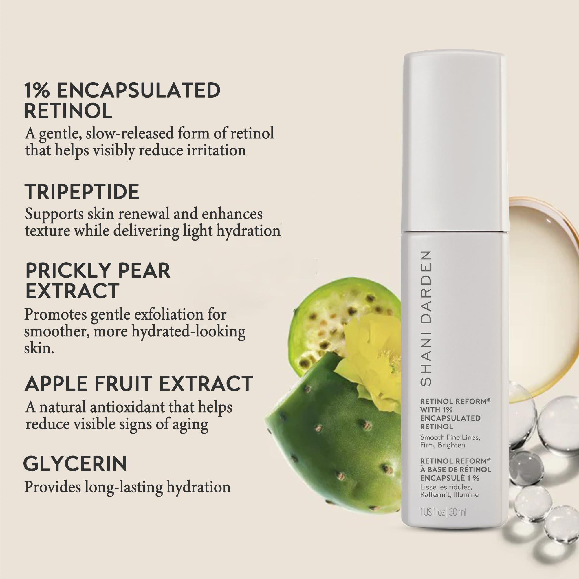 SHANI DARDEN Retinol Reform application motion for a gentle nightly routine.