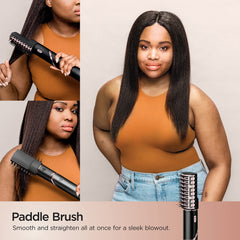 Shark FlexStyle oval brush adds volume and smoothing strands.
