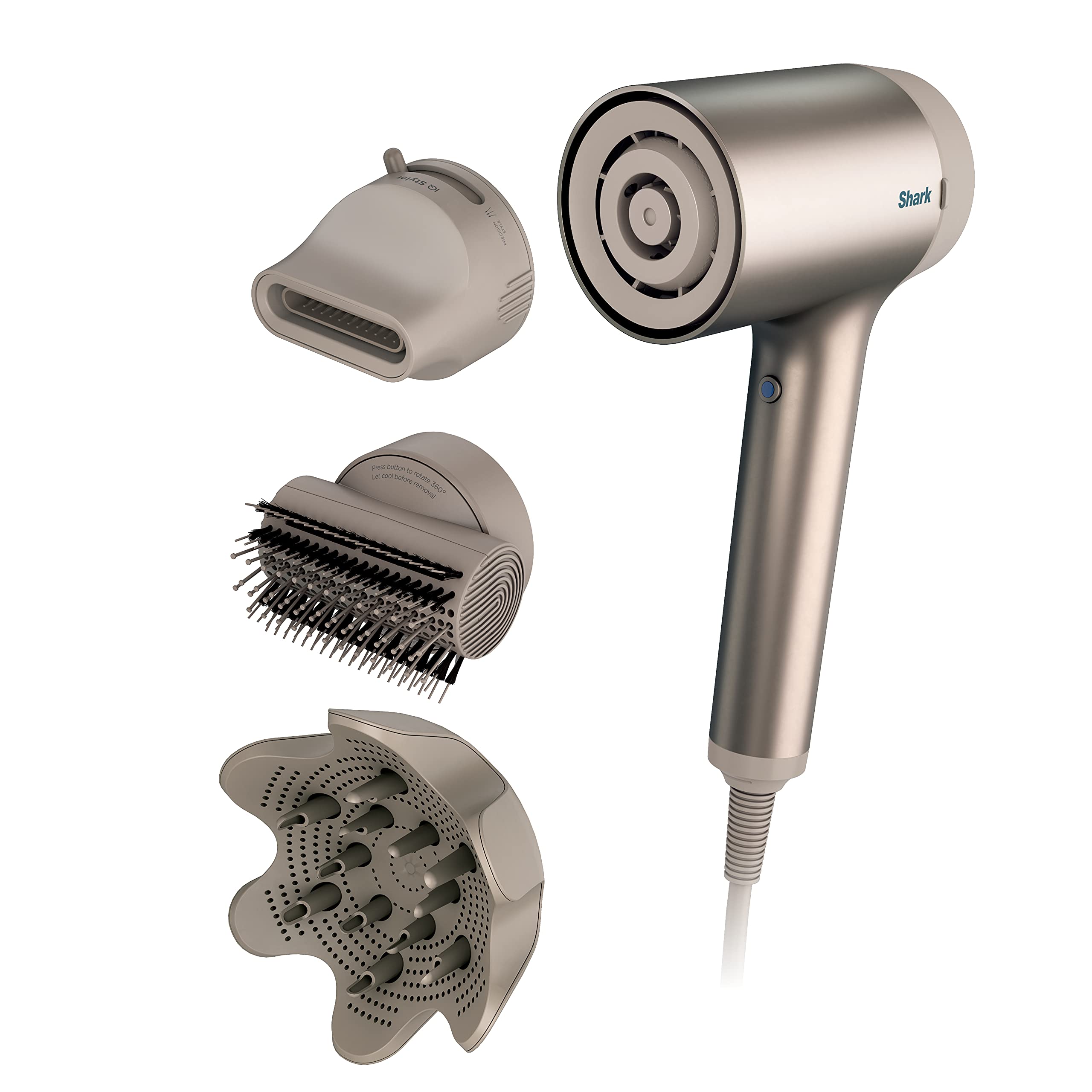 Shark HD120BRN HyperAIR overview shows ultra-fast drying and stone finish.