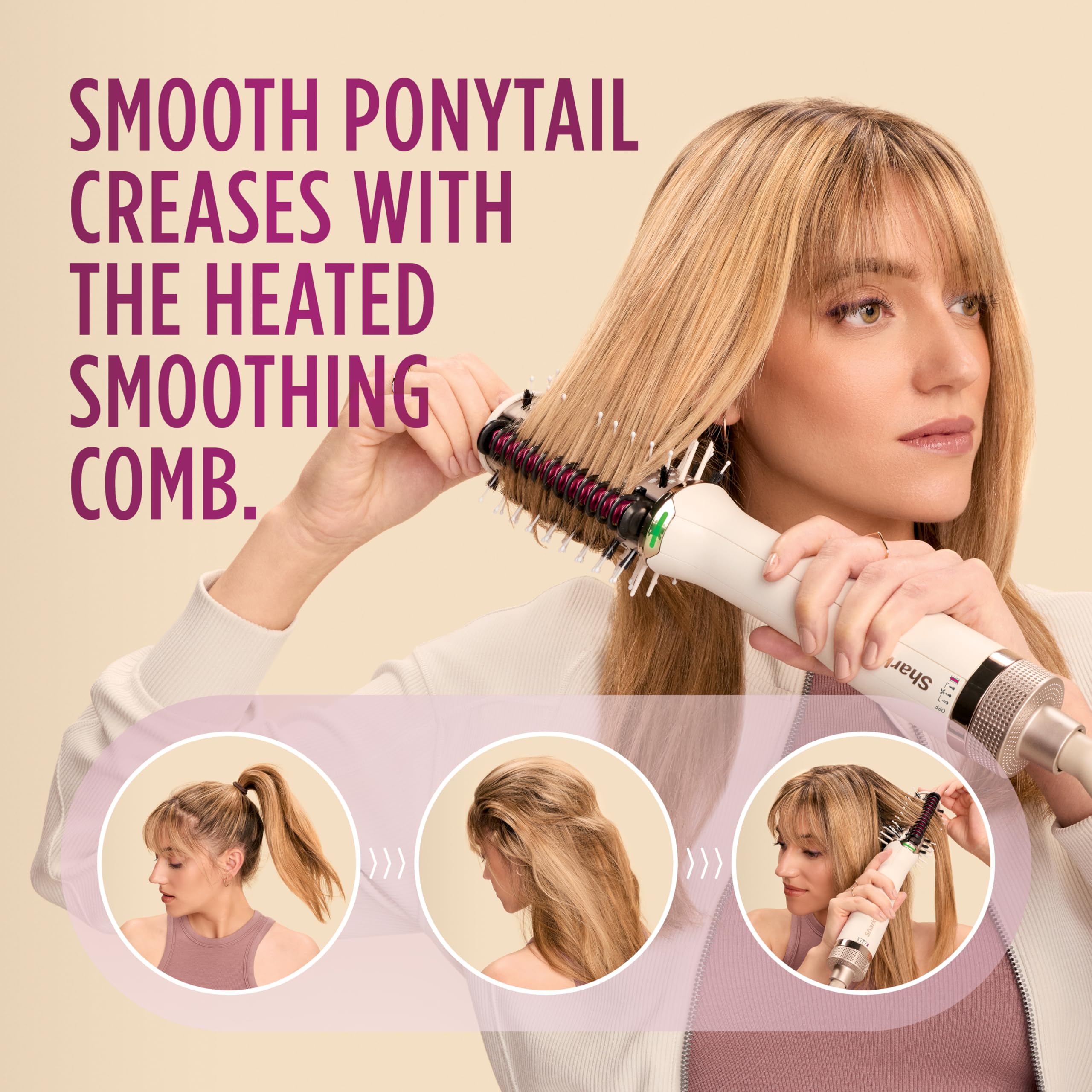 Shark SmoothStyle works on all hair types for versatile styling.