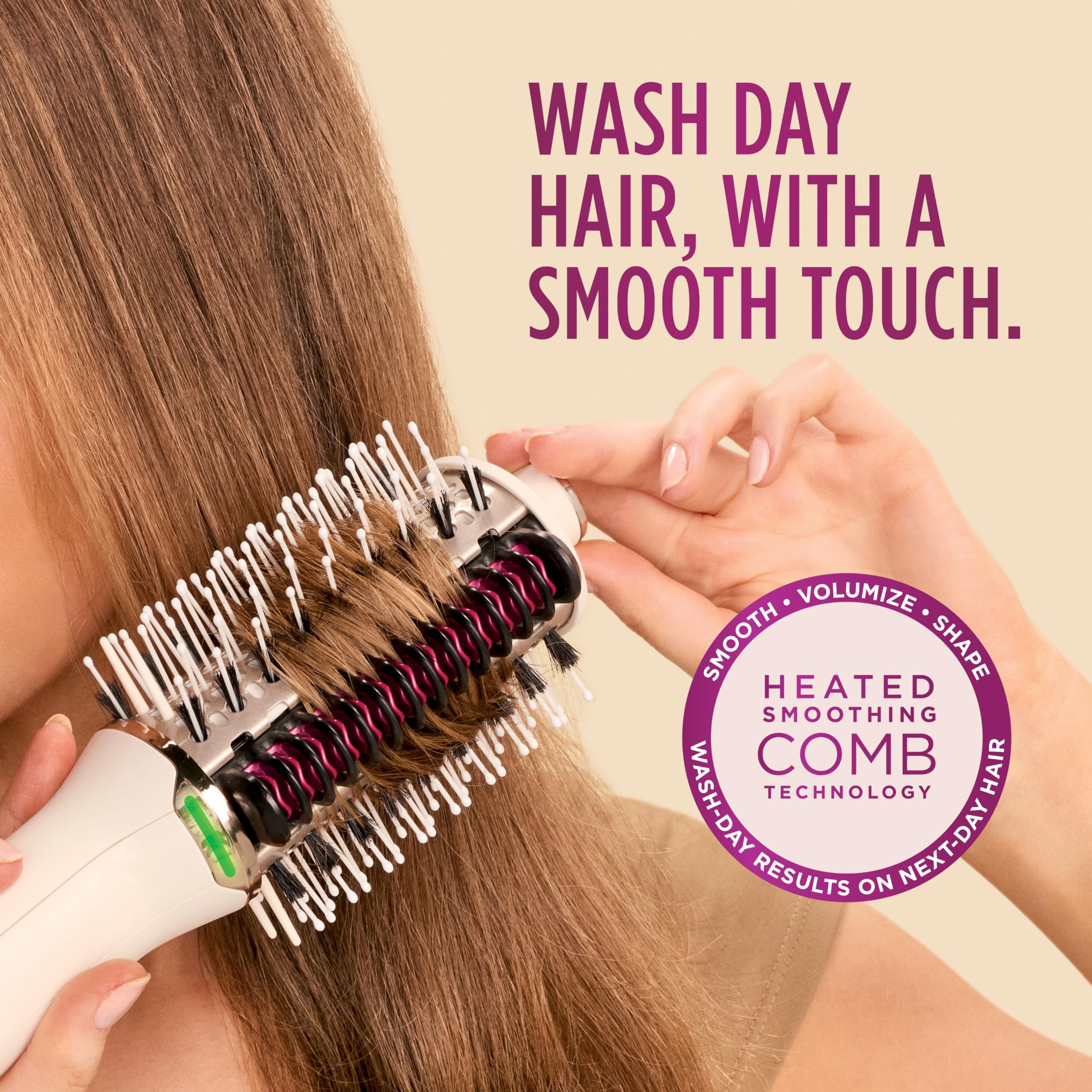 Shark SmoothStyle blow dryer brush mode hair in action for wet-to-dry volumizing with gentle heat