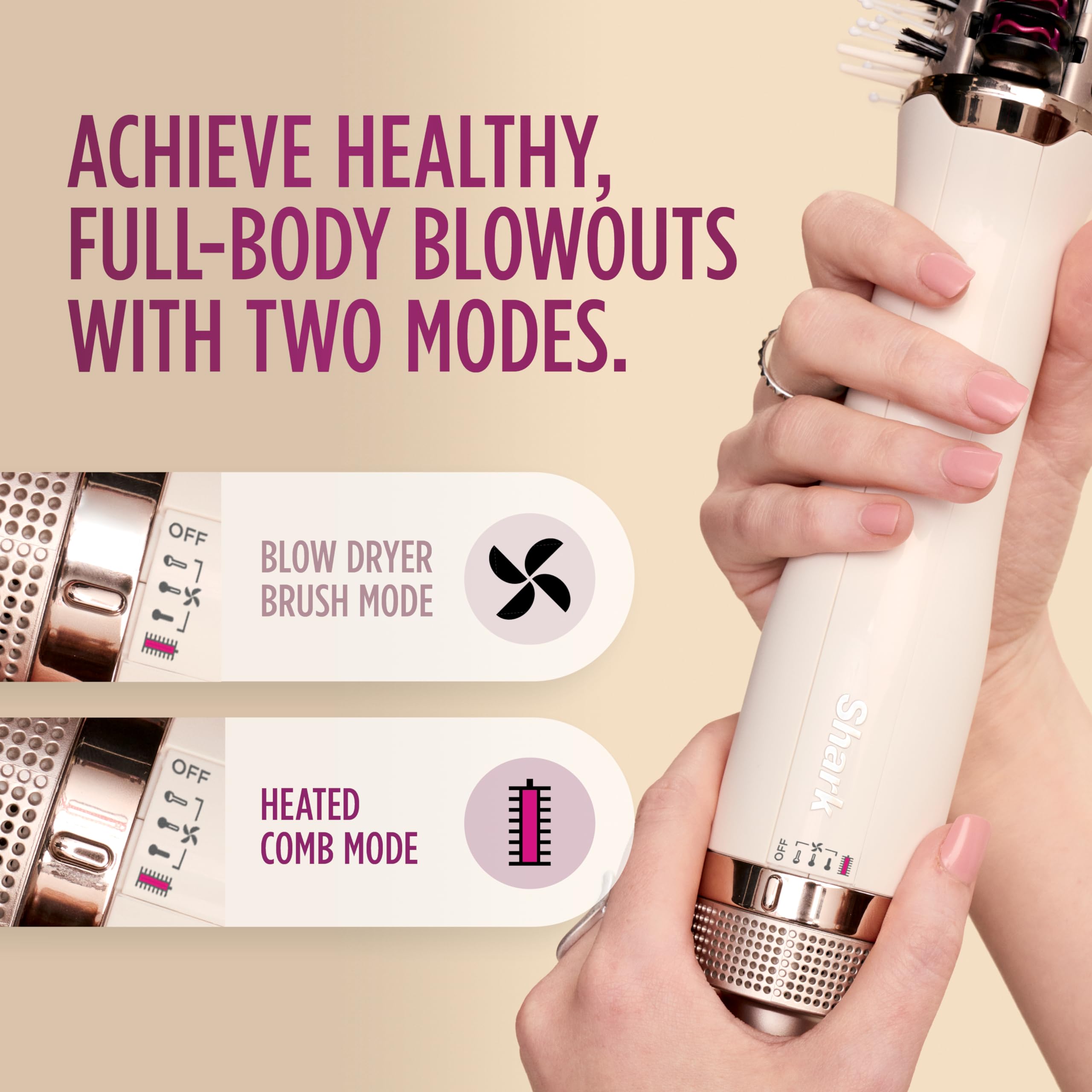 Shark SmoothStyle ceramic-coated smoothing comb for weightless, smooth ends.