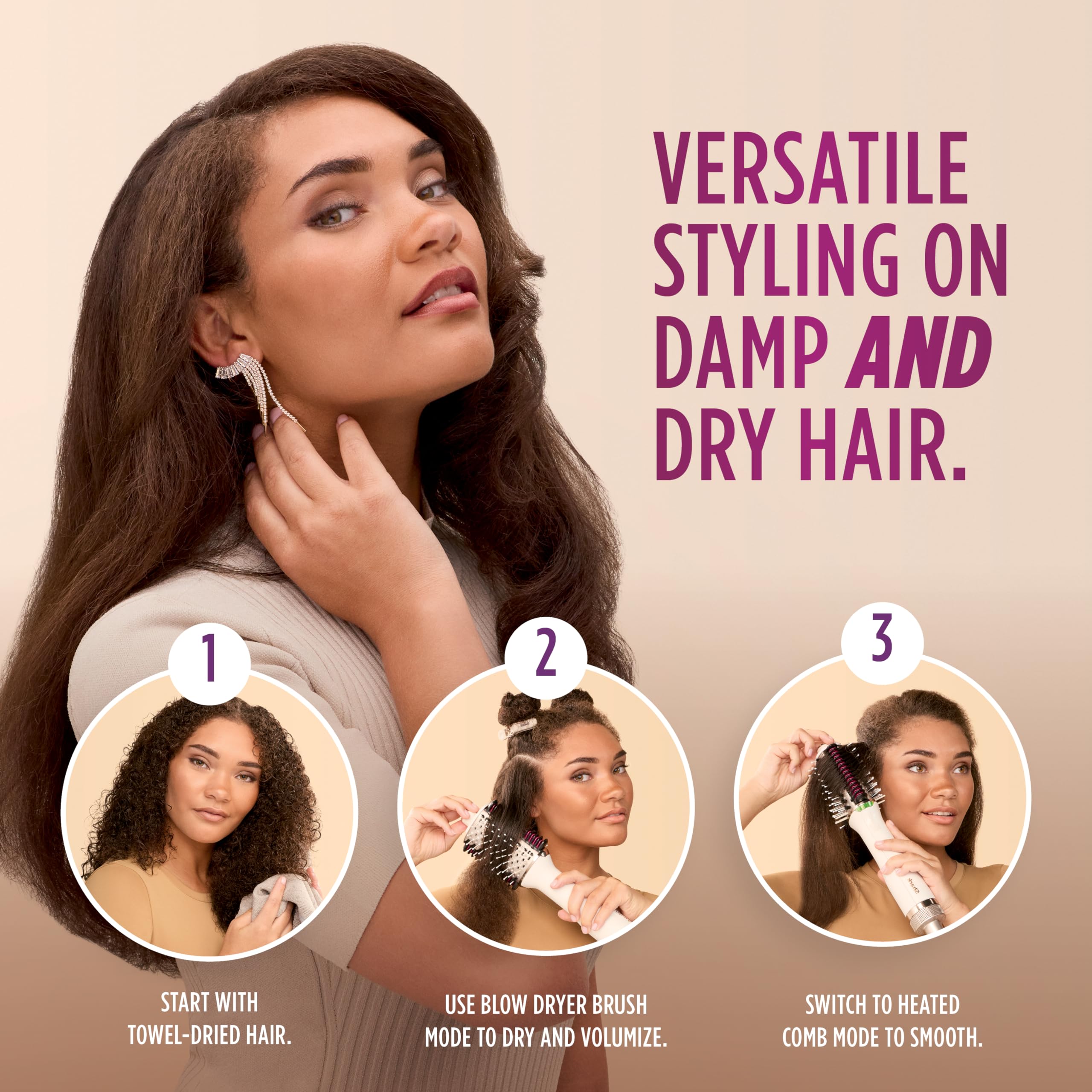 Shark SmoothStyle heated comb technology close-up highlights precise smoothing and frizz control