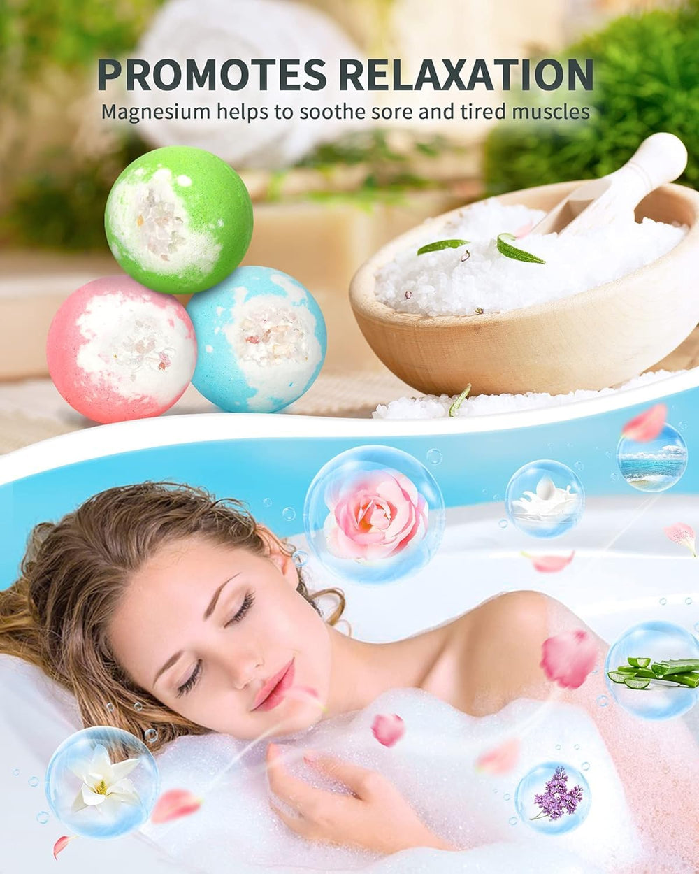 SHARLOVY lavender scent image evokes calming floral ambiance for evening baths.