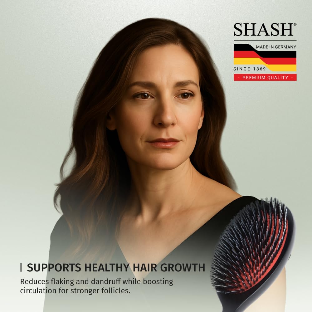 SHASH brush-cleaning routine image suggests easy removal of hair and buildup.