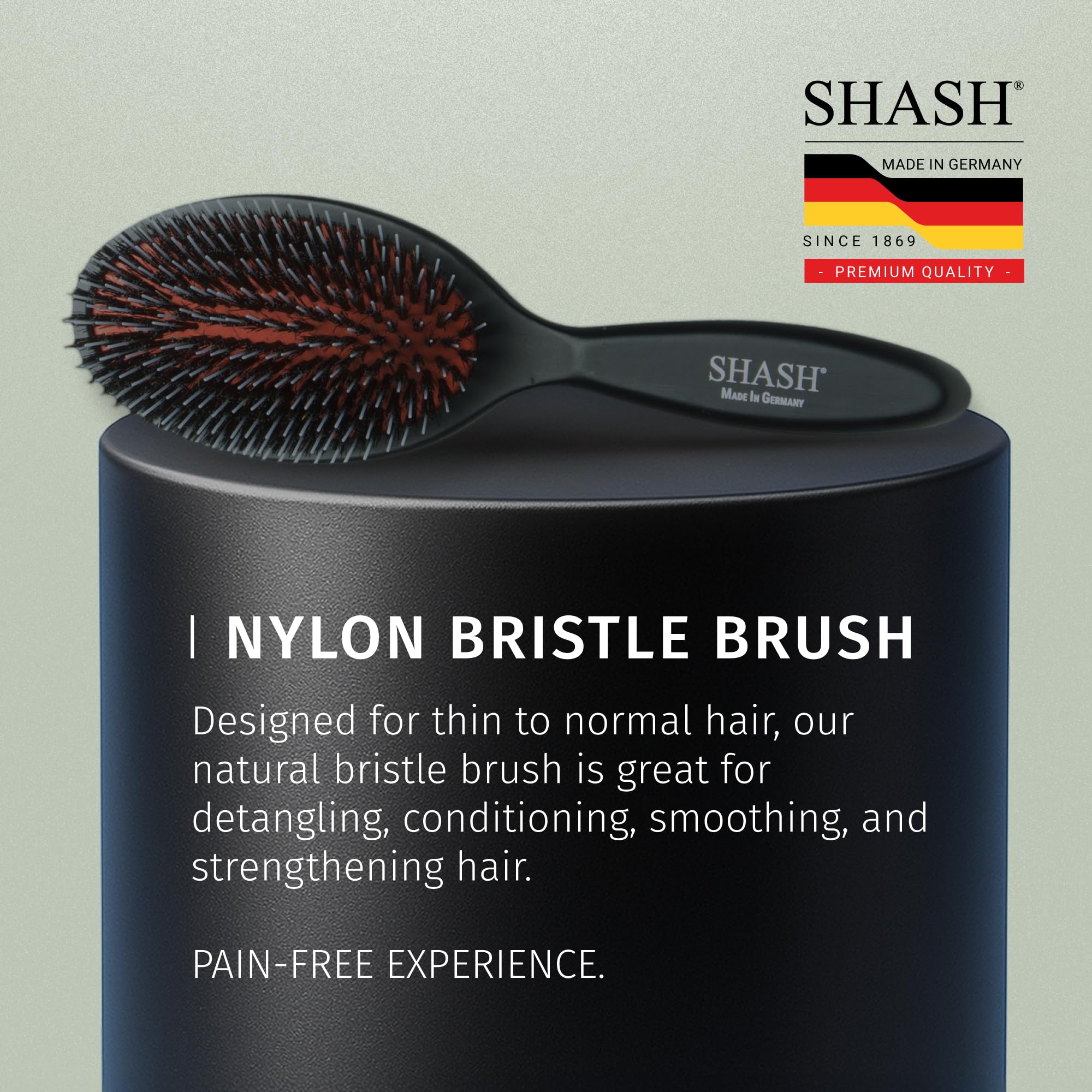 SHASH damp-hair-use image indicates gentle handling during wet-hair detangling.