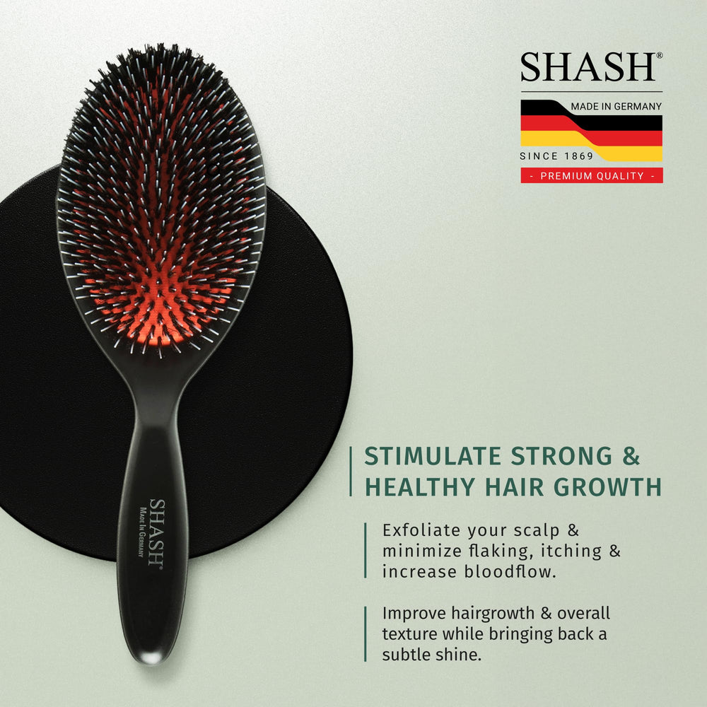 SHASH brushing in sections illustrates easier detangling and controlled styling.