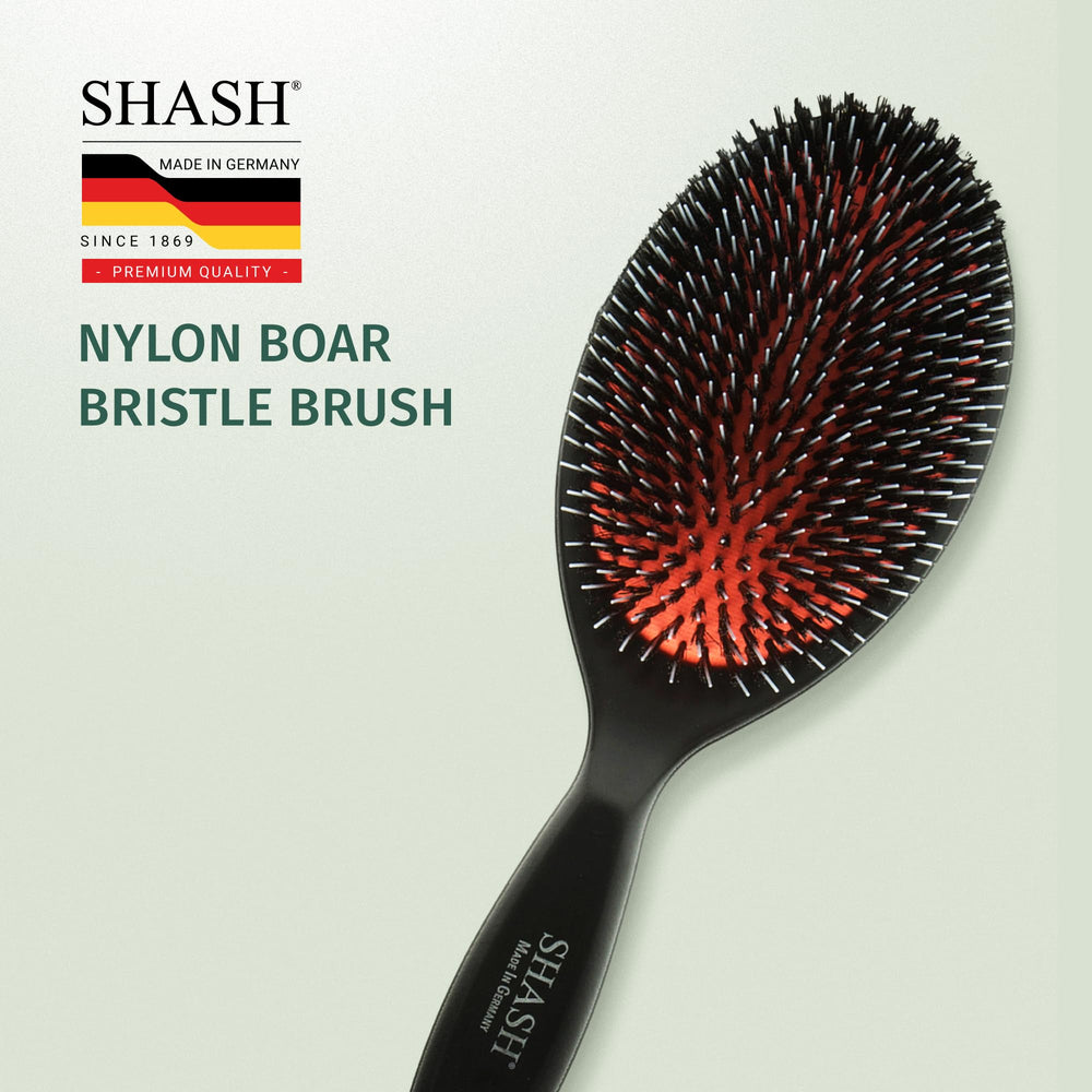 SHASH ergonomic handle on large brush enables comfortable daily detangling.