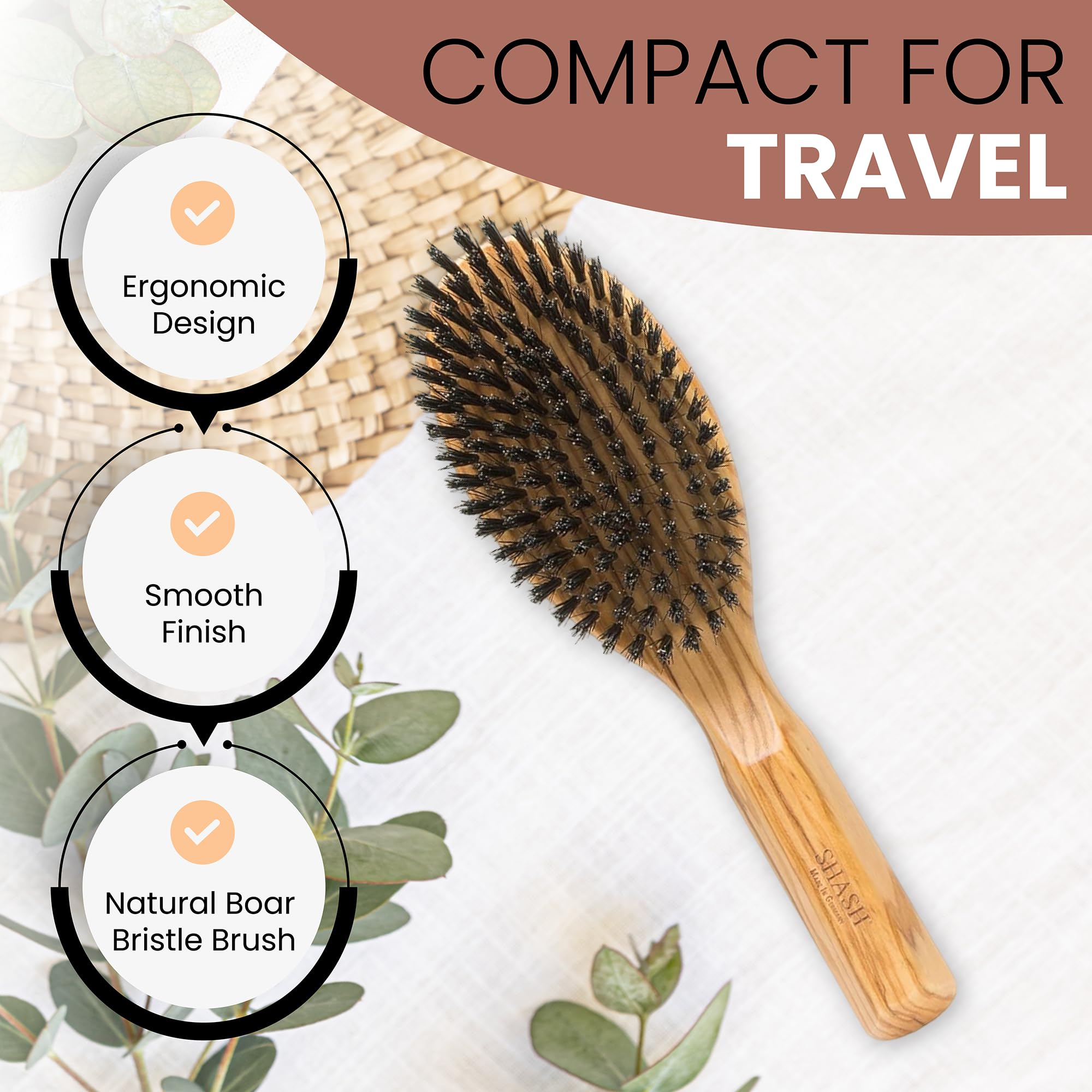 SHASH Everyday brush enhancing texture and scalp stimulation during routine.