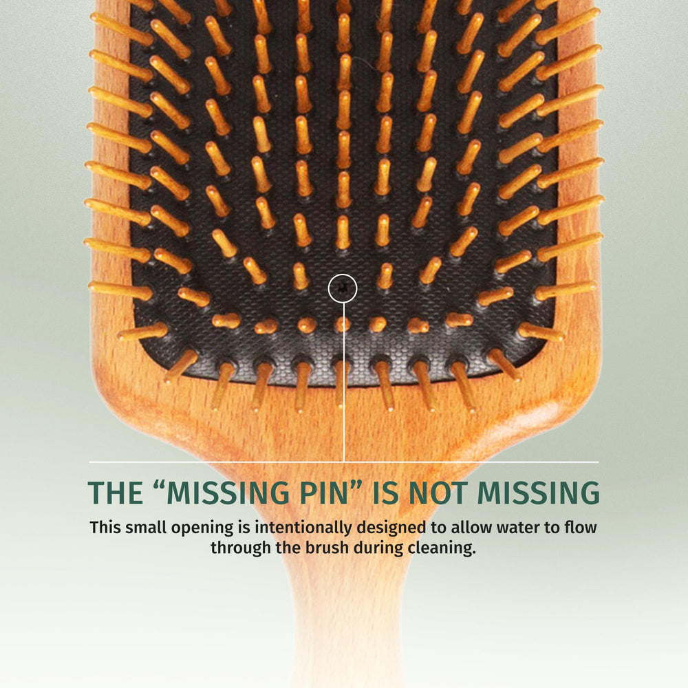 SHASH wooden paddle brush for extensions demonstrates safe detangling of hair extensions.