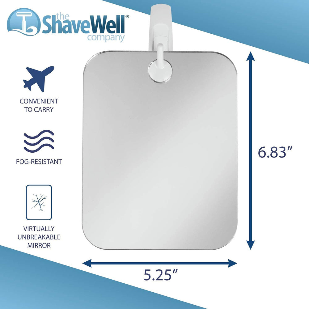 Shave Well Deluxe removable adhesive hook secures wall mount without suction cups