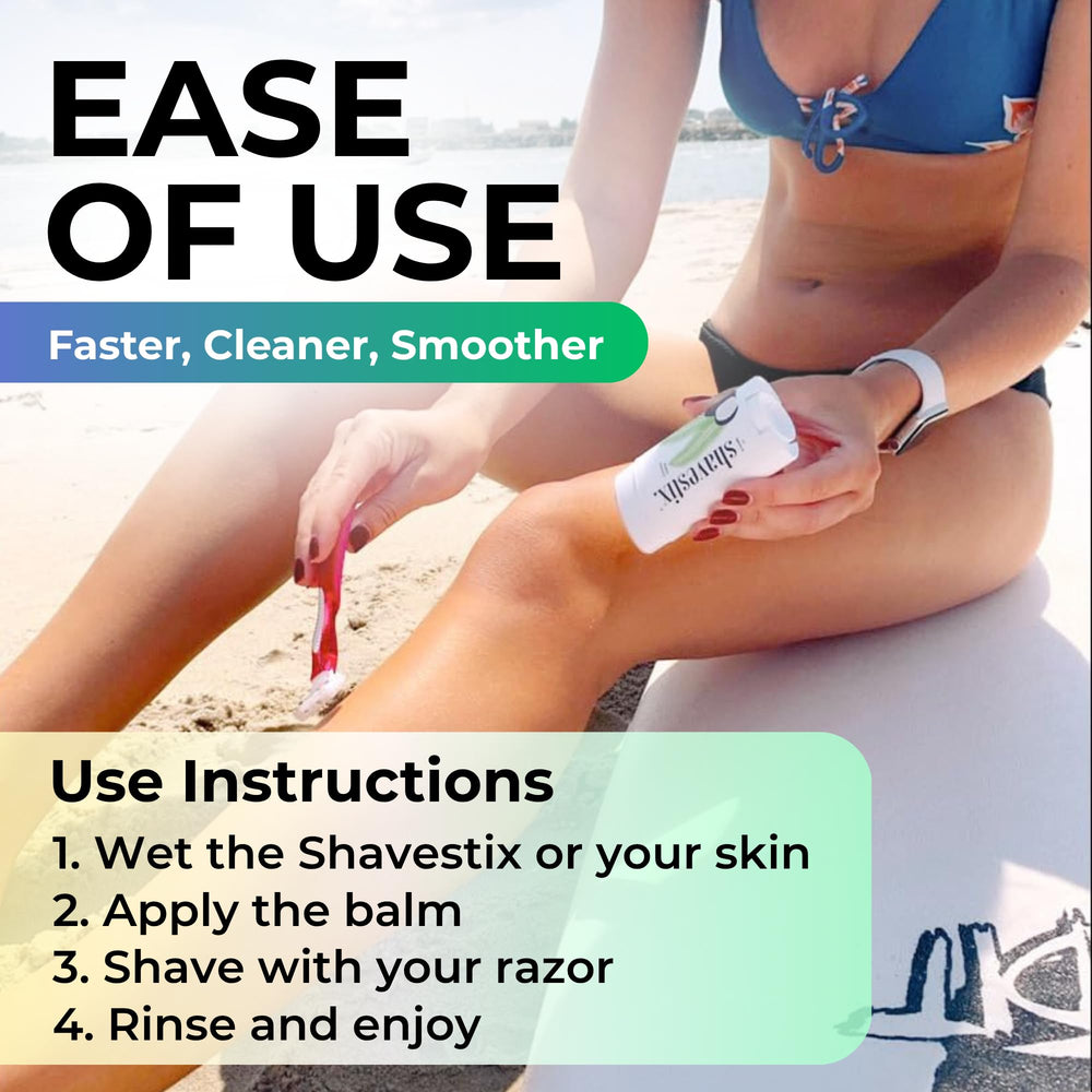Shavestix skin soothing application shows calm skin after shaving session.