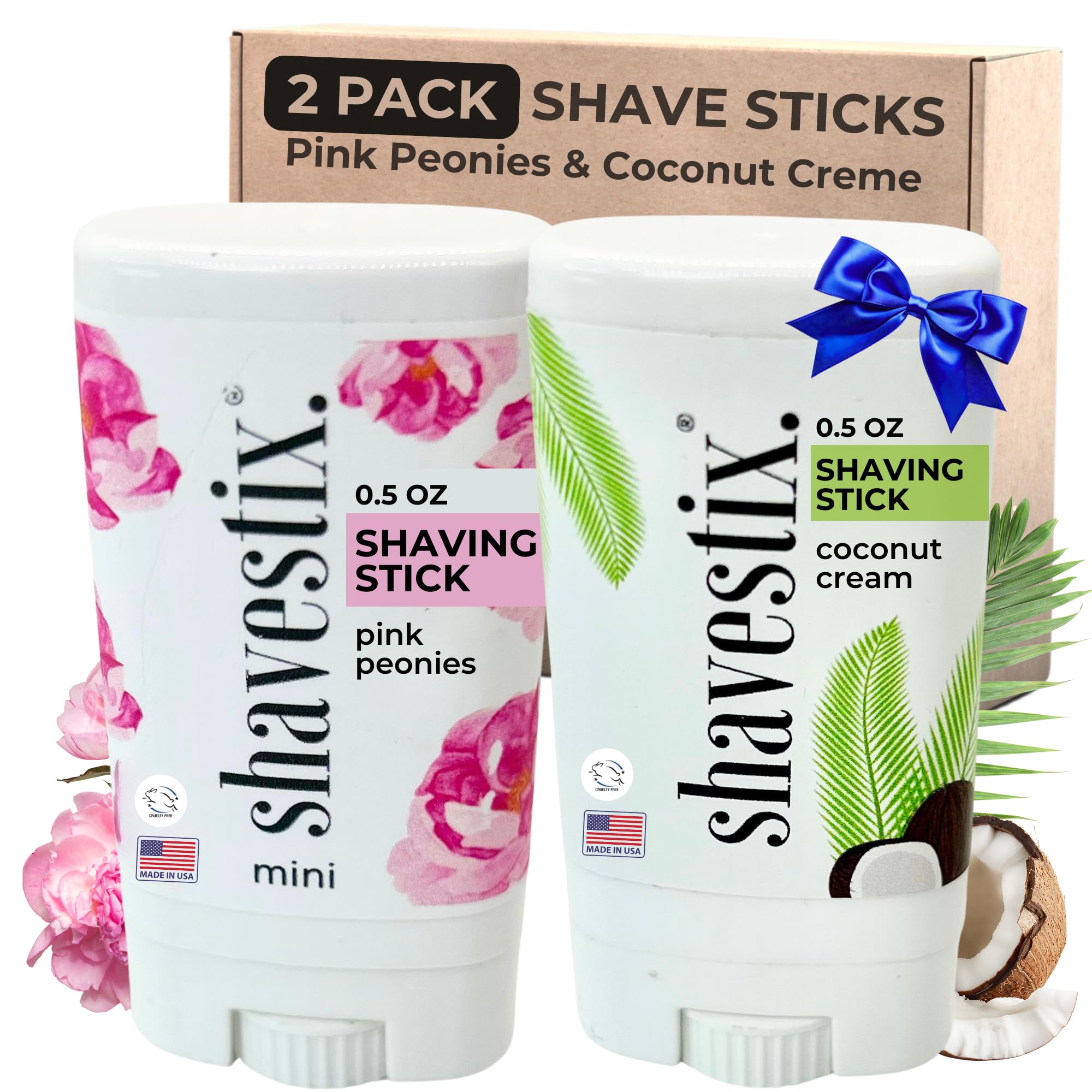 Shavestix coconut crème travel shaving stick for on-the-go hydration.