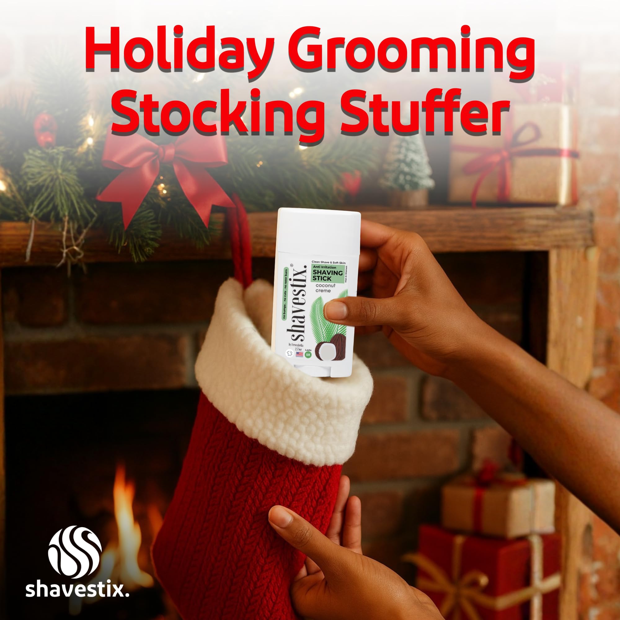 Shavestix travel-size cream on counter highlights mess-free application for on-the-go grooming.